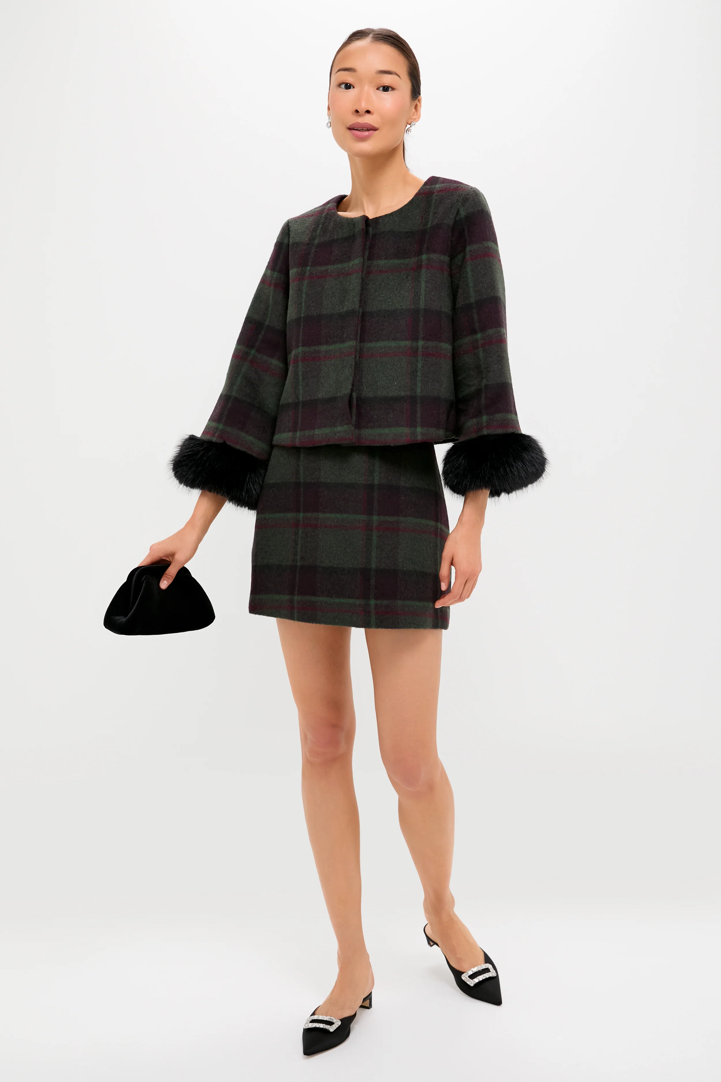 Forest Plaid Wool Meg Mini Skirt - Image 3