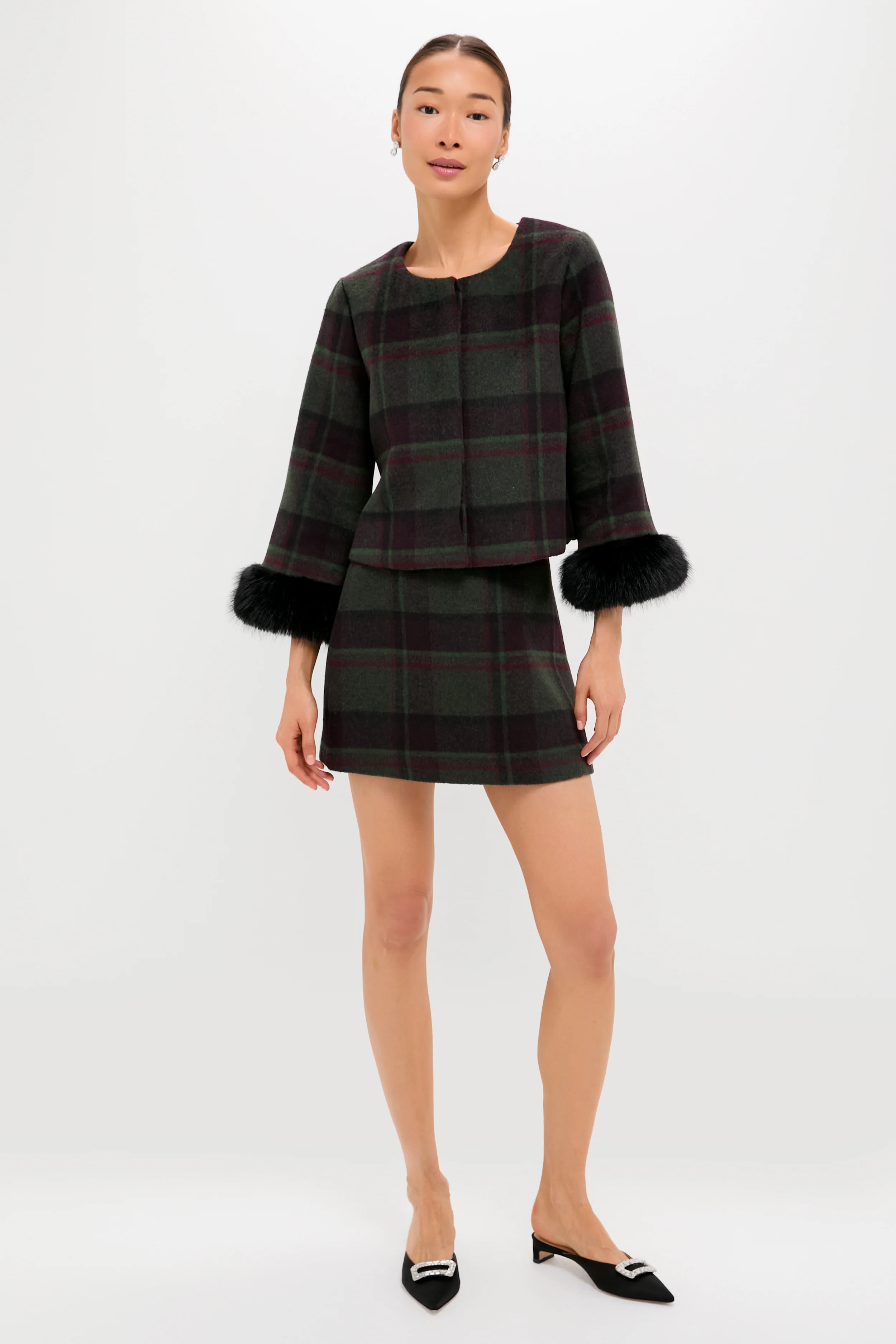 Forest Plaid Wool Meg Mini Skirt - Image 8