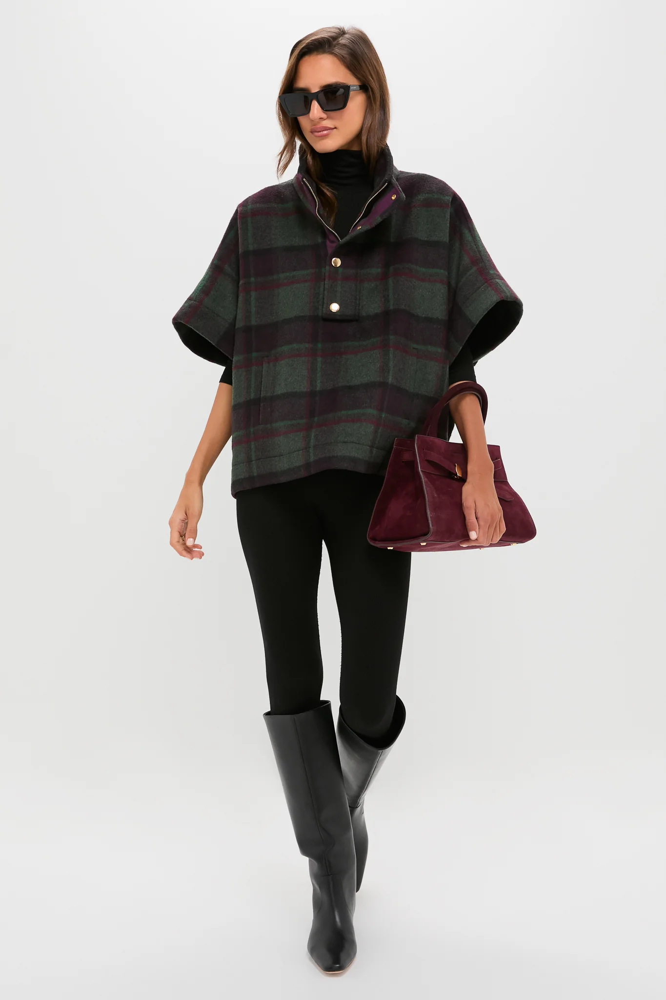Forest Plaid Wool Winthrop Poncho - Image 2