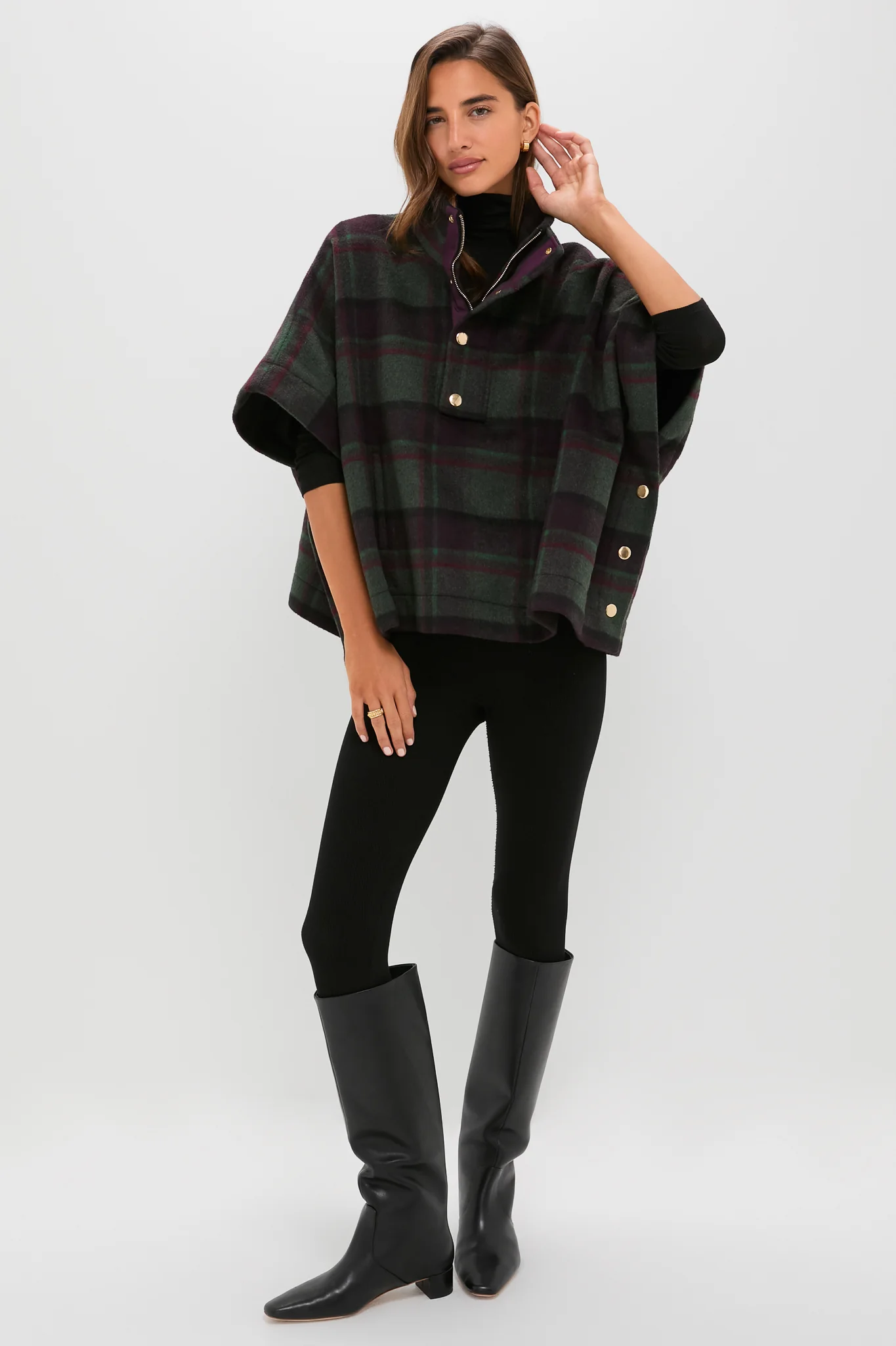 Forest Plaid Wool Winthrop Poncho - Image 6