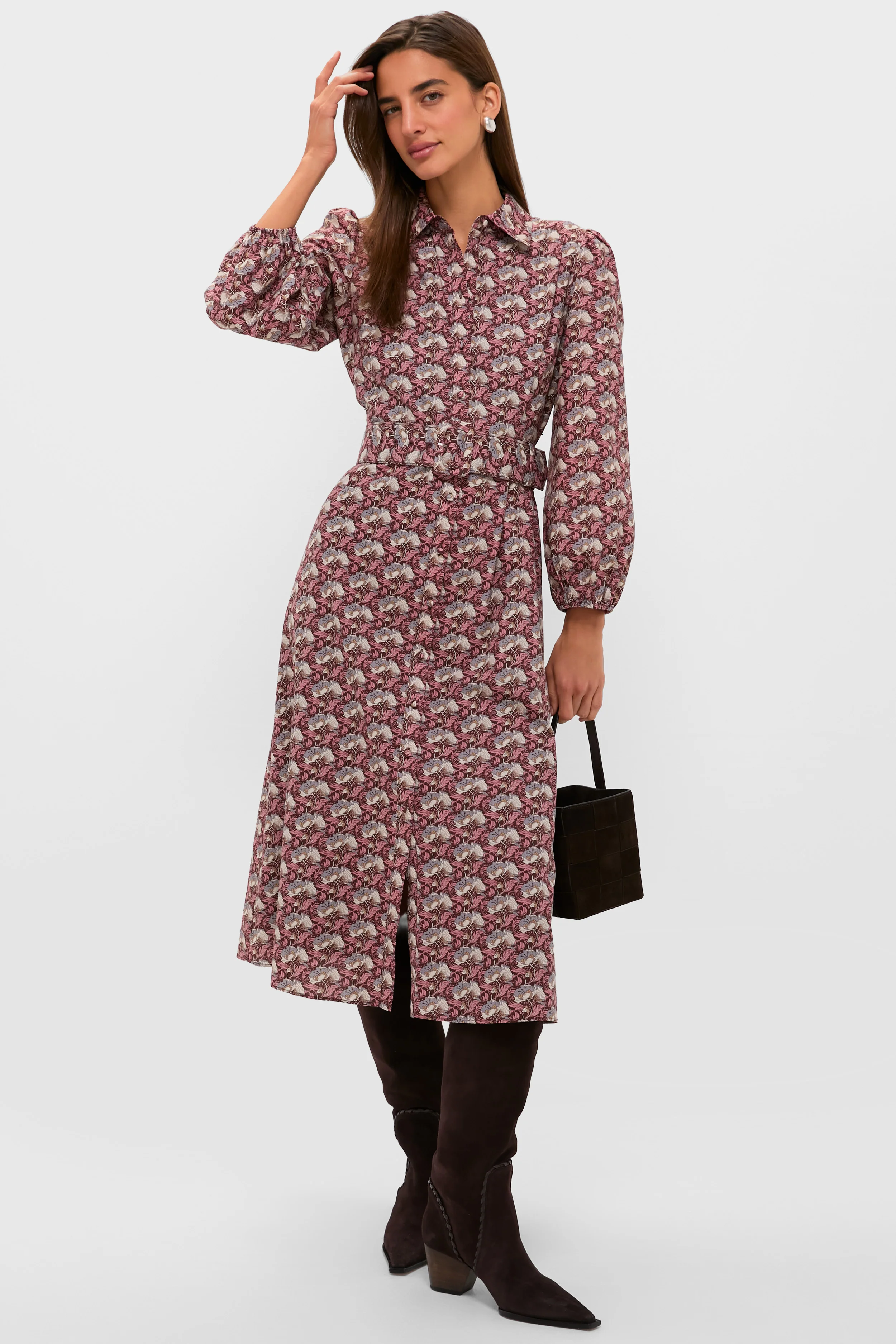 Plum & Dusty Blue Leafy Floral Kai Maxi Dress - Image 2