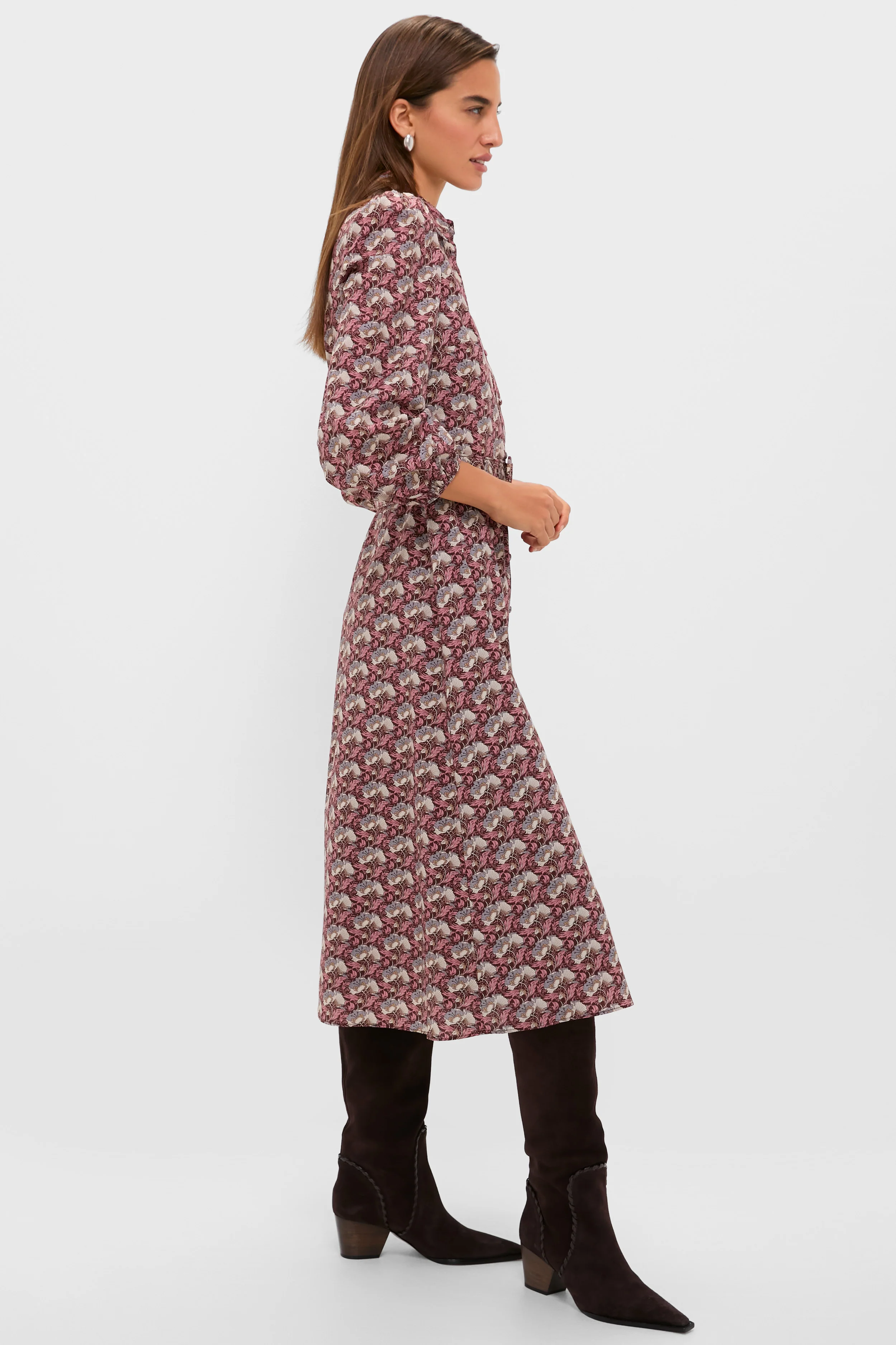 Plum & Dusty Blue Leafy Floral Kai Maxi Dress - Image 3