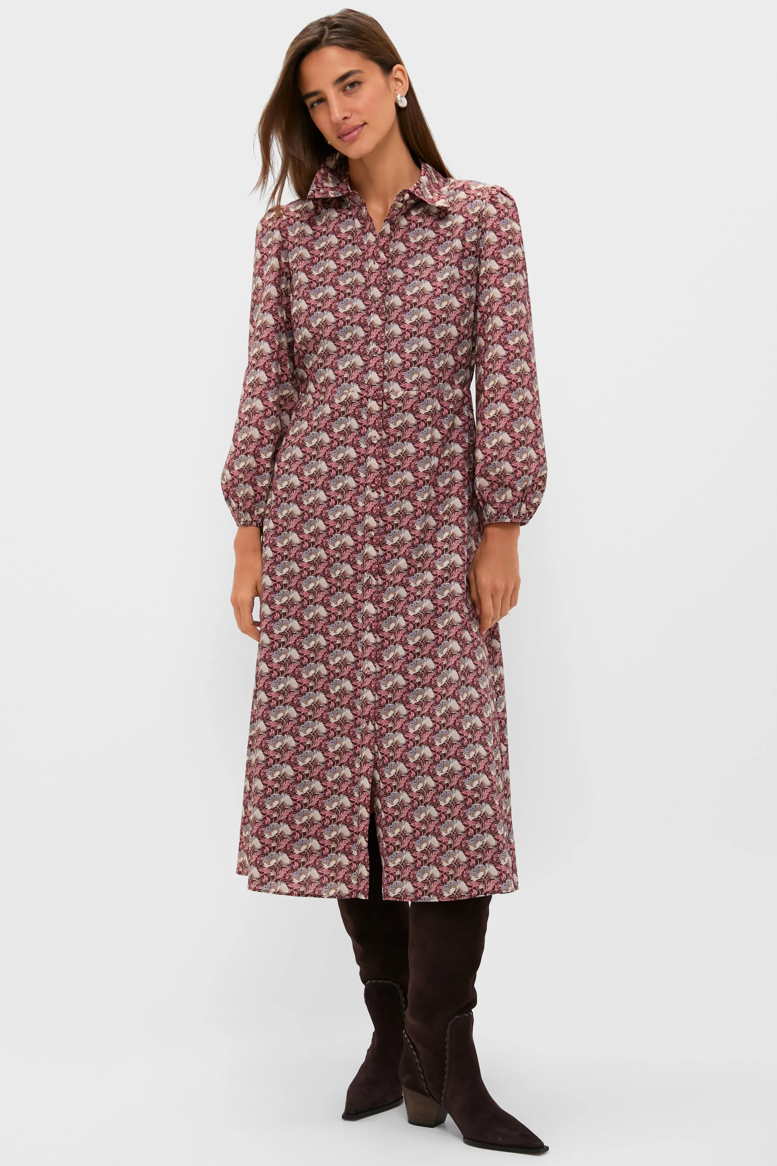 Plum & Dusty Blue Leafy Floral Kai Maxi Dress - Image 6