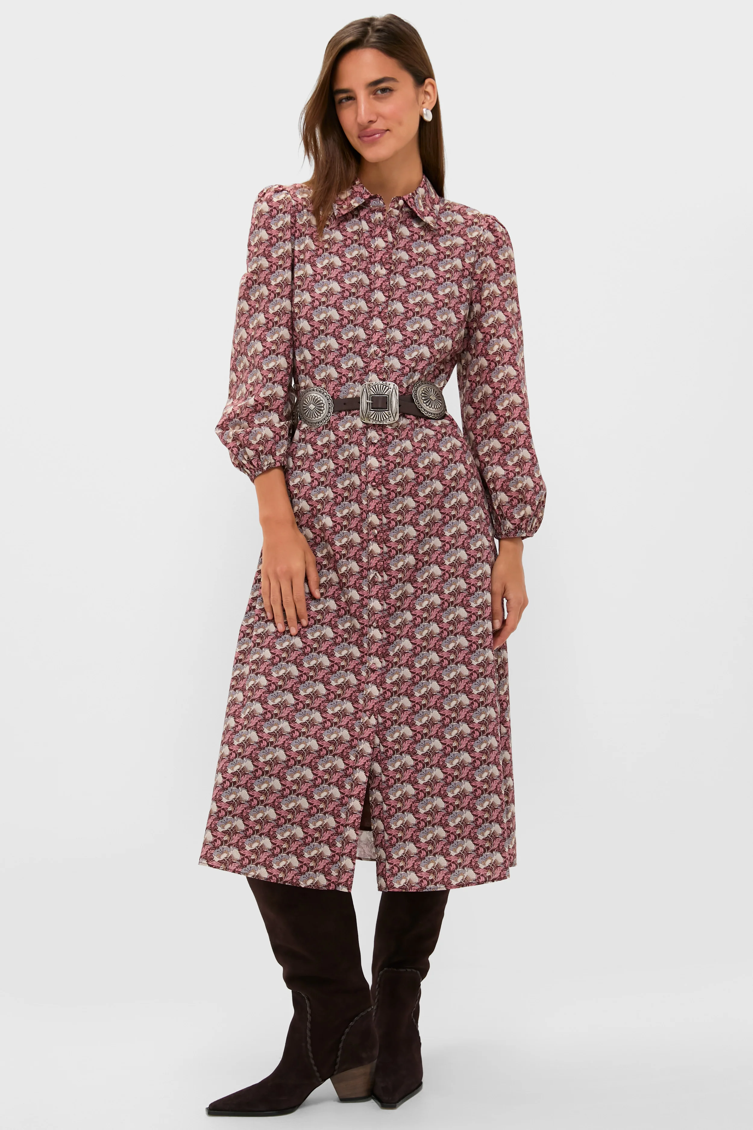 Plum & Dusty Blue Leafy Floral Kai Maxi Dress - Image 7