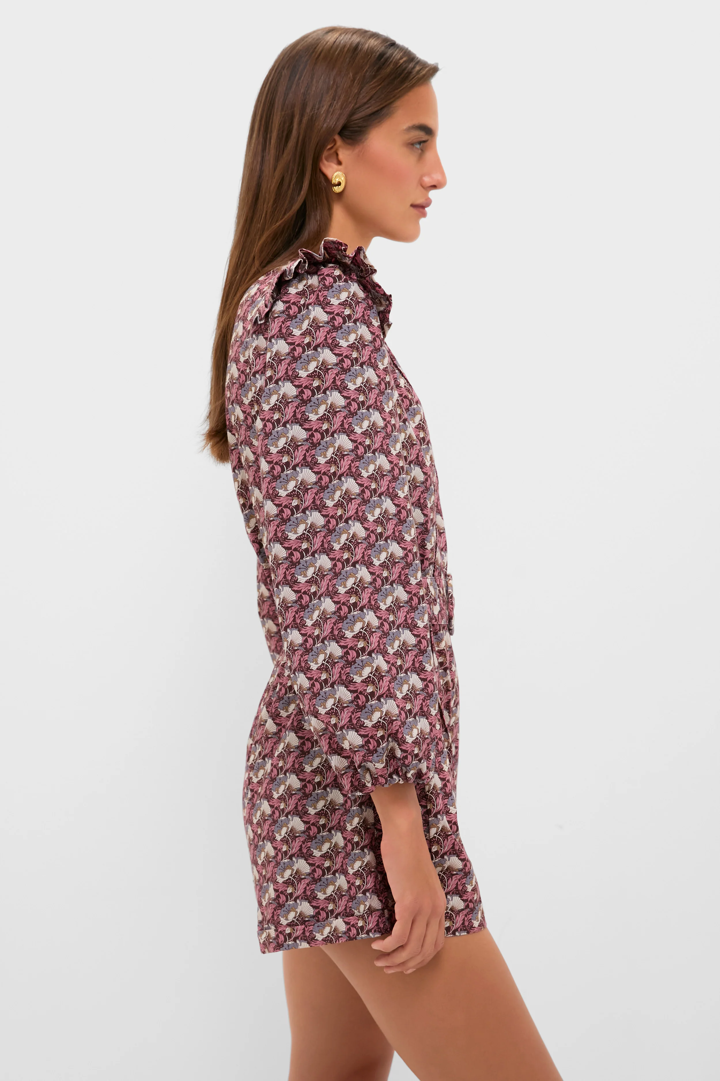 Plum Leafy Floral Jennie Romper - Image 3