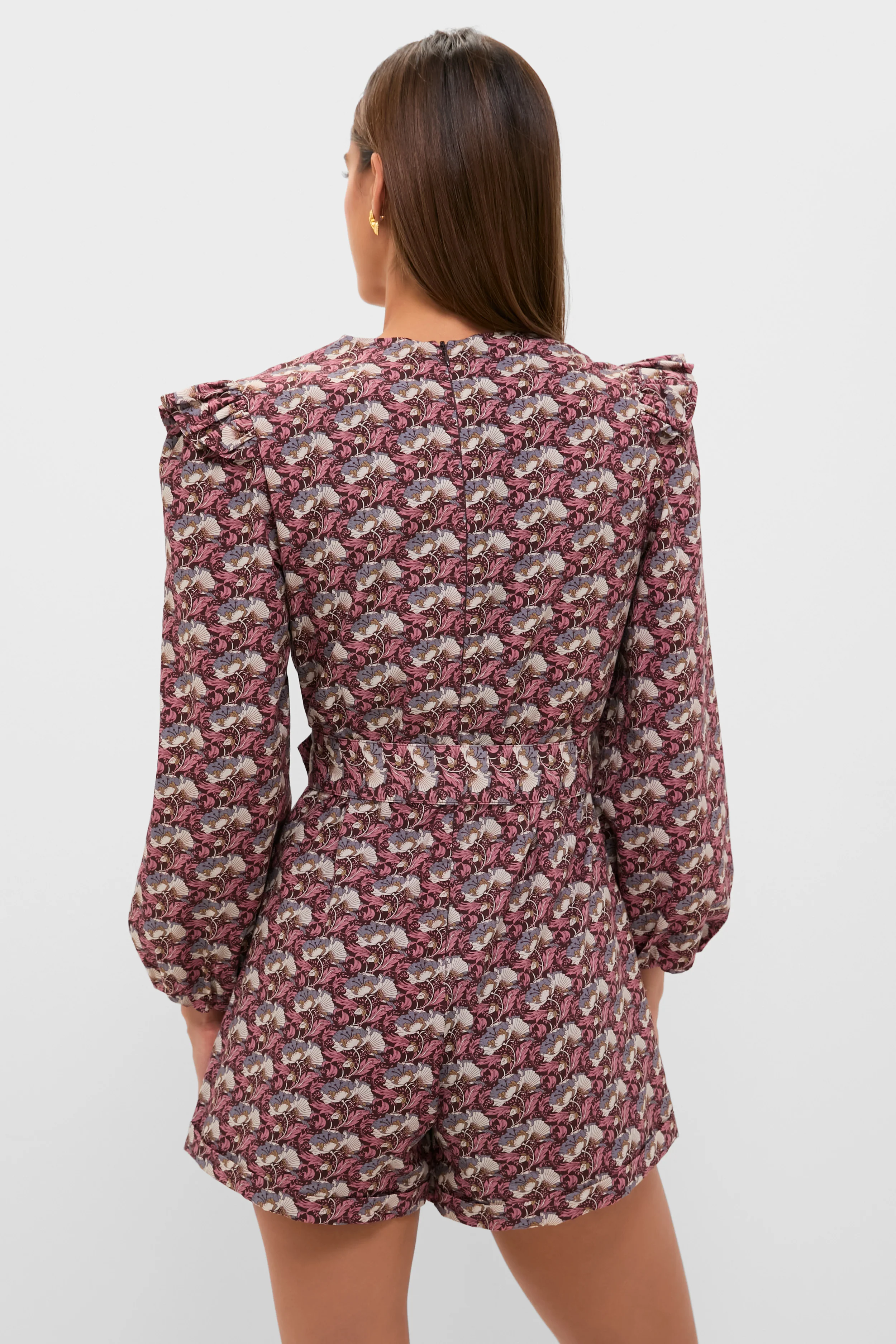 Plum Leafy Floral Jennie Romper - Image 4