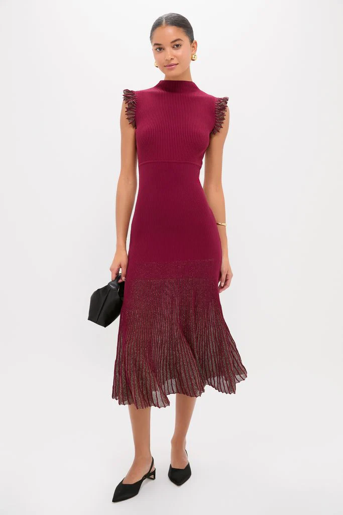 Plum Shimmer Knit Midi Dress - Image 2