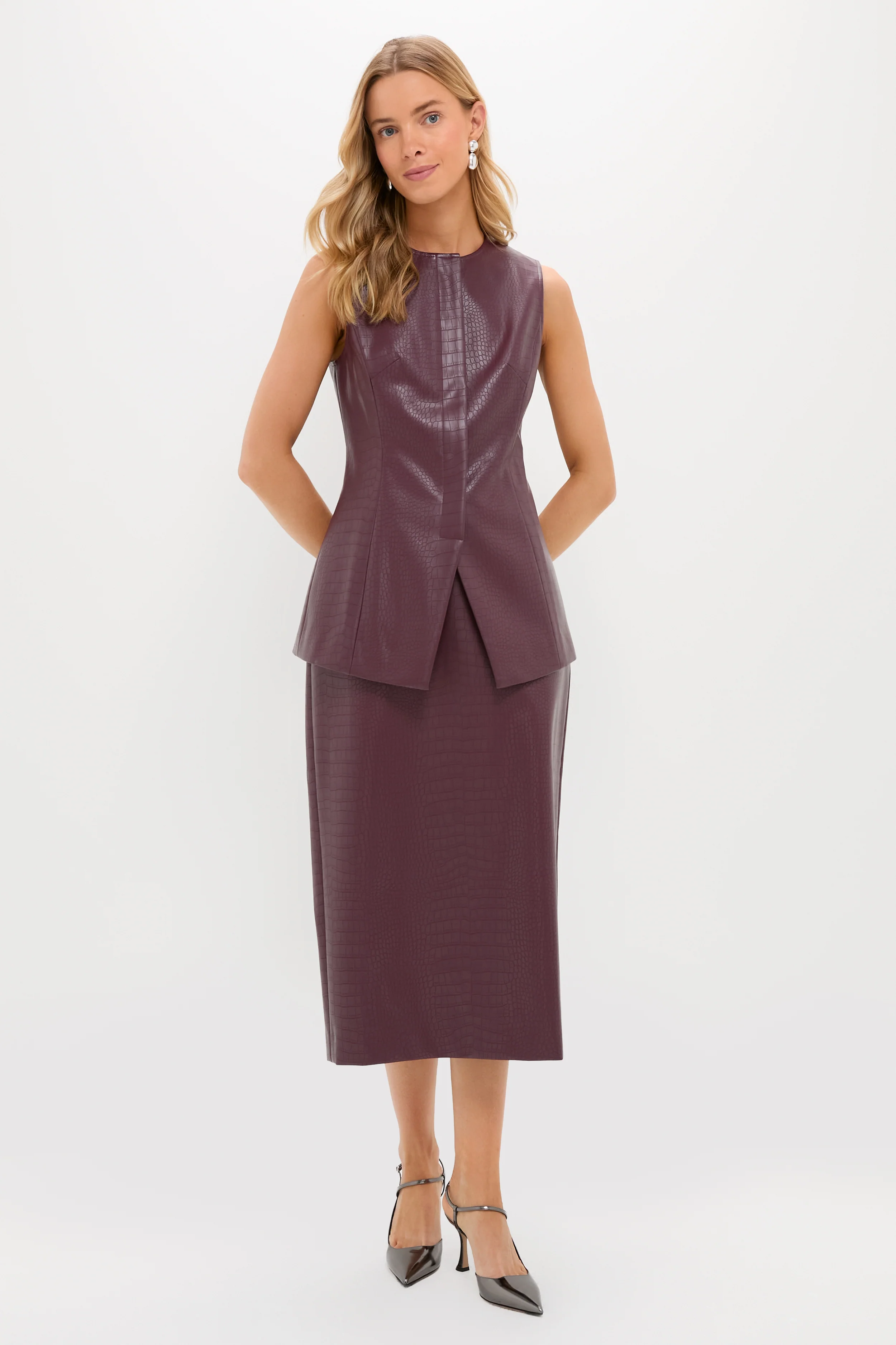 Plum Stamped Faux Leather Duke Top - Image 6