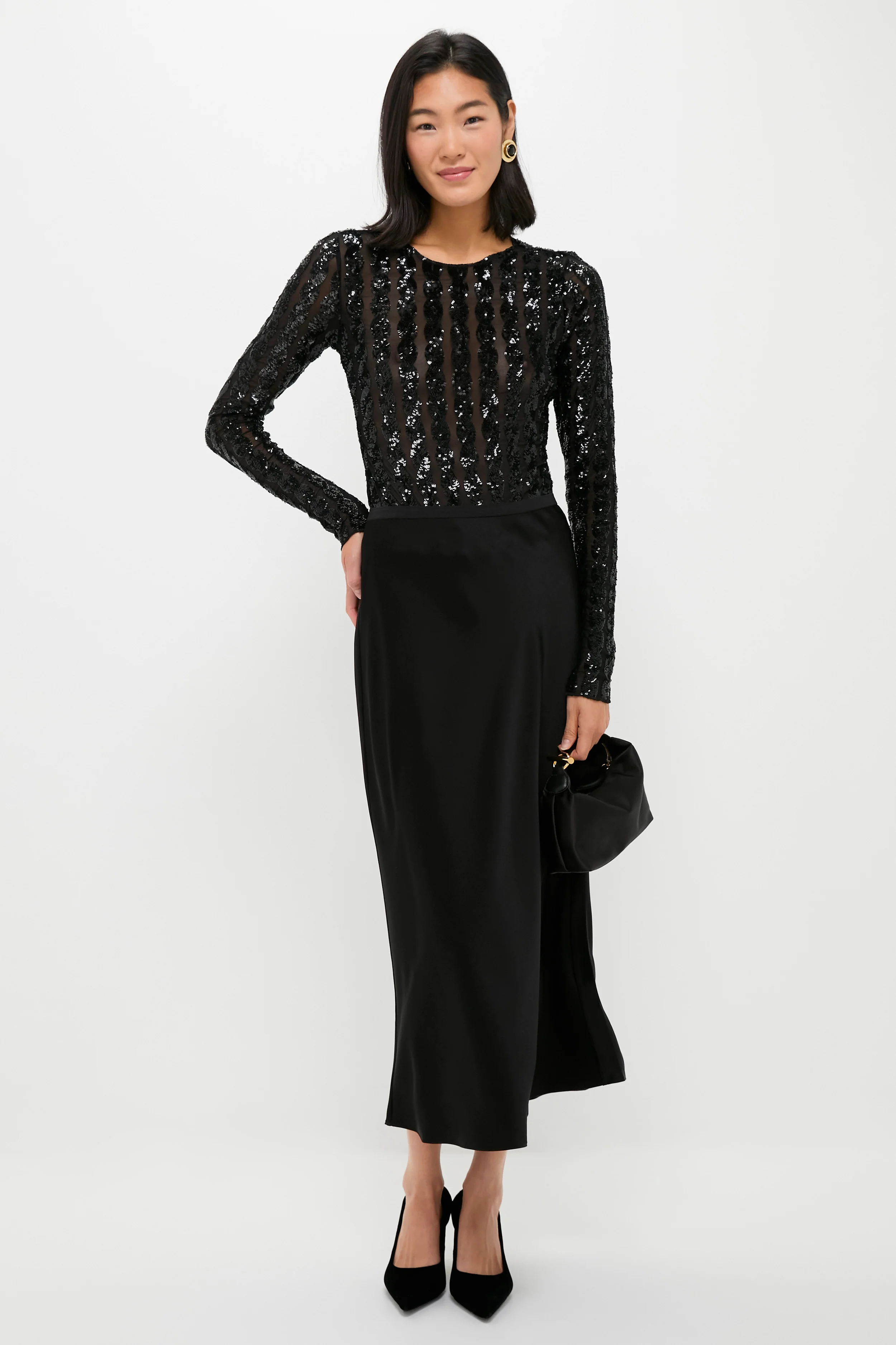 Polo Black Satin Midi Skirt - Image 2