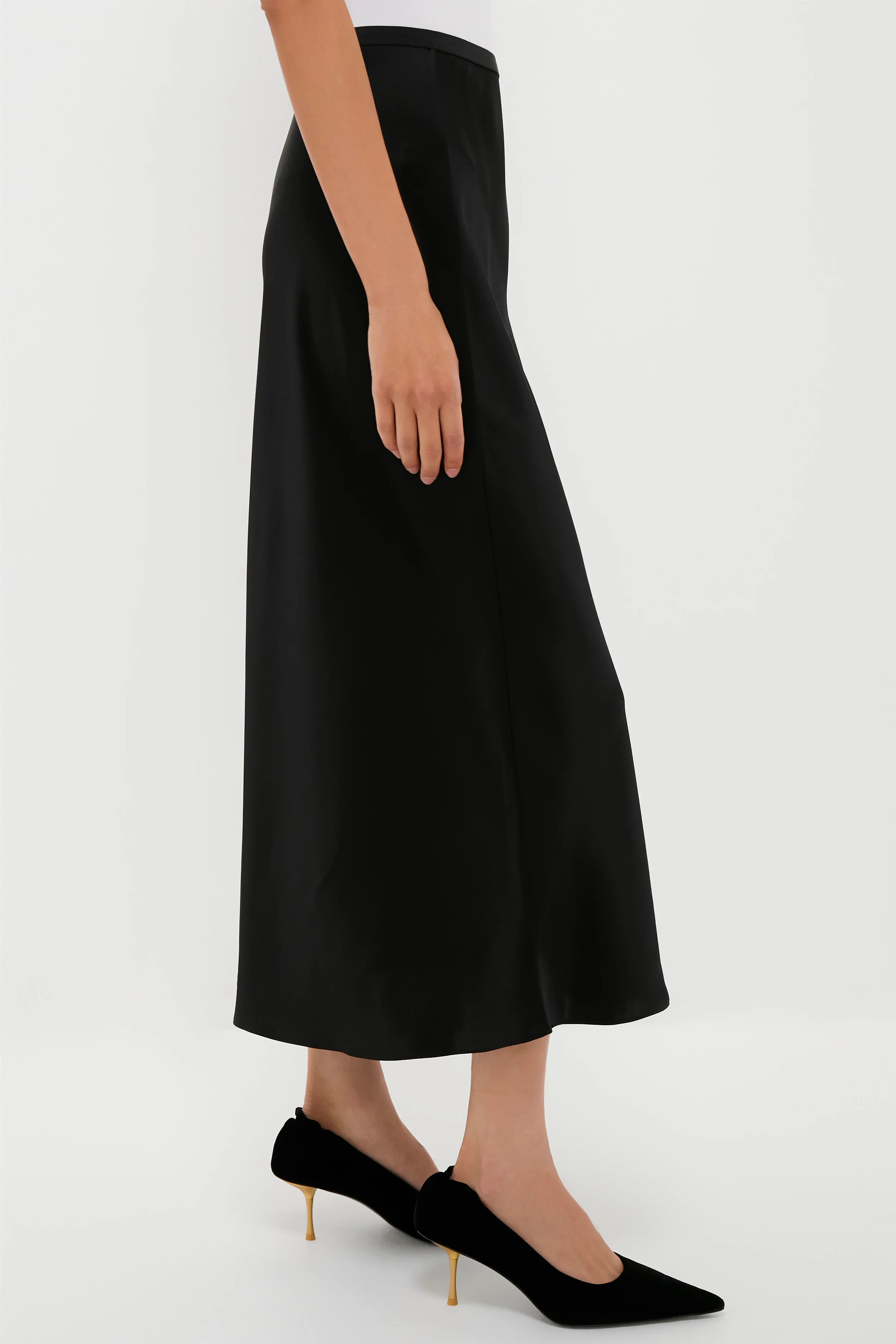 Polo Black Satin Midi Skirt - Image 3