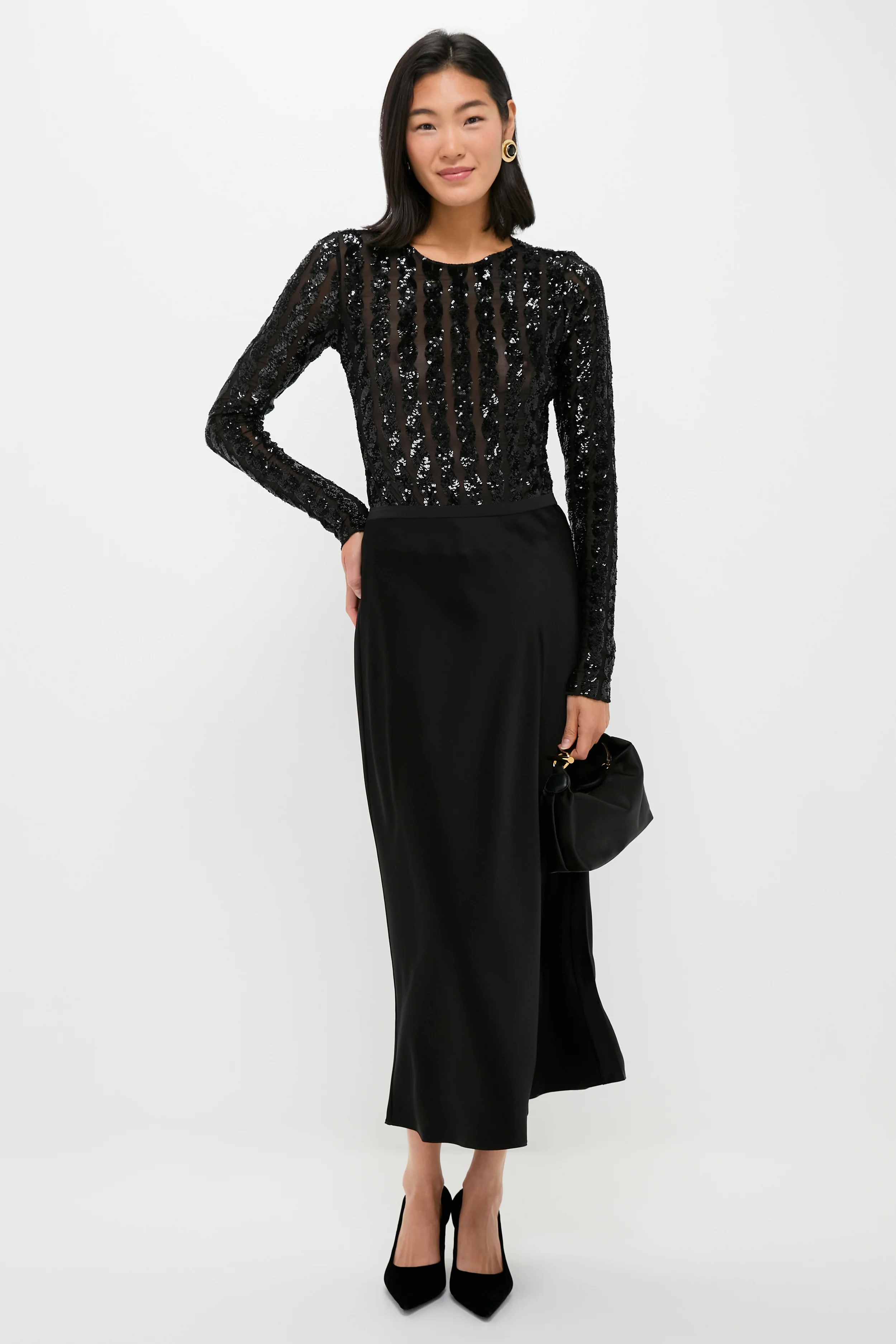 Polo Black Sequin Cable Knit Bodysuit - Image 2
