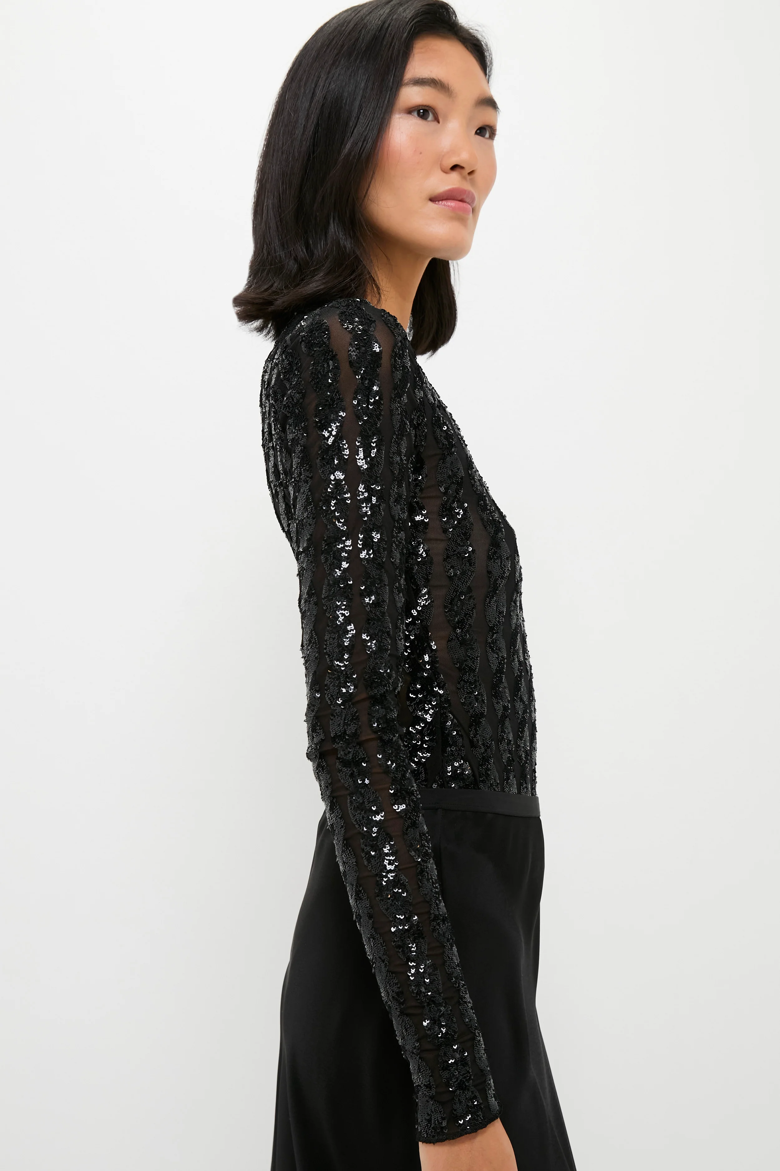 Polo Black Sequin Cable Knit Bodysuit - Image 3