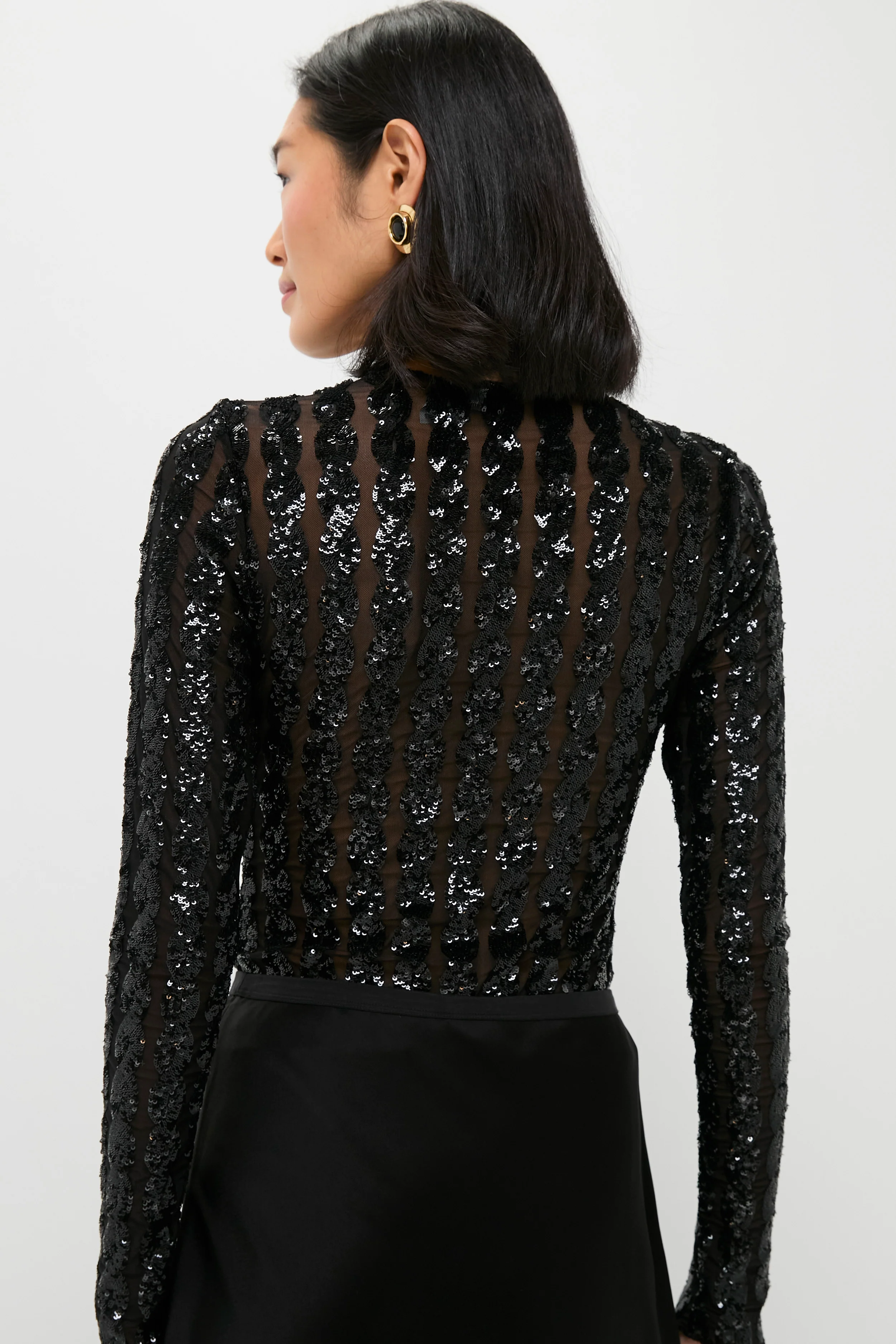 Polo Black Sequin Cable Knit Bodysuit - Image 4