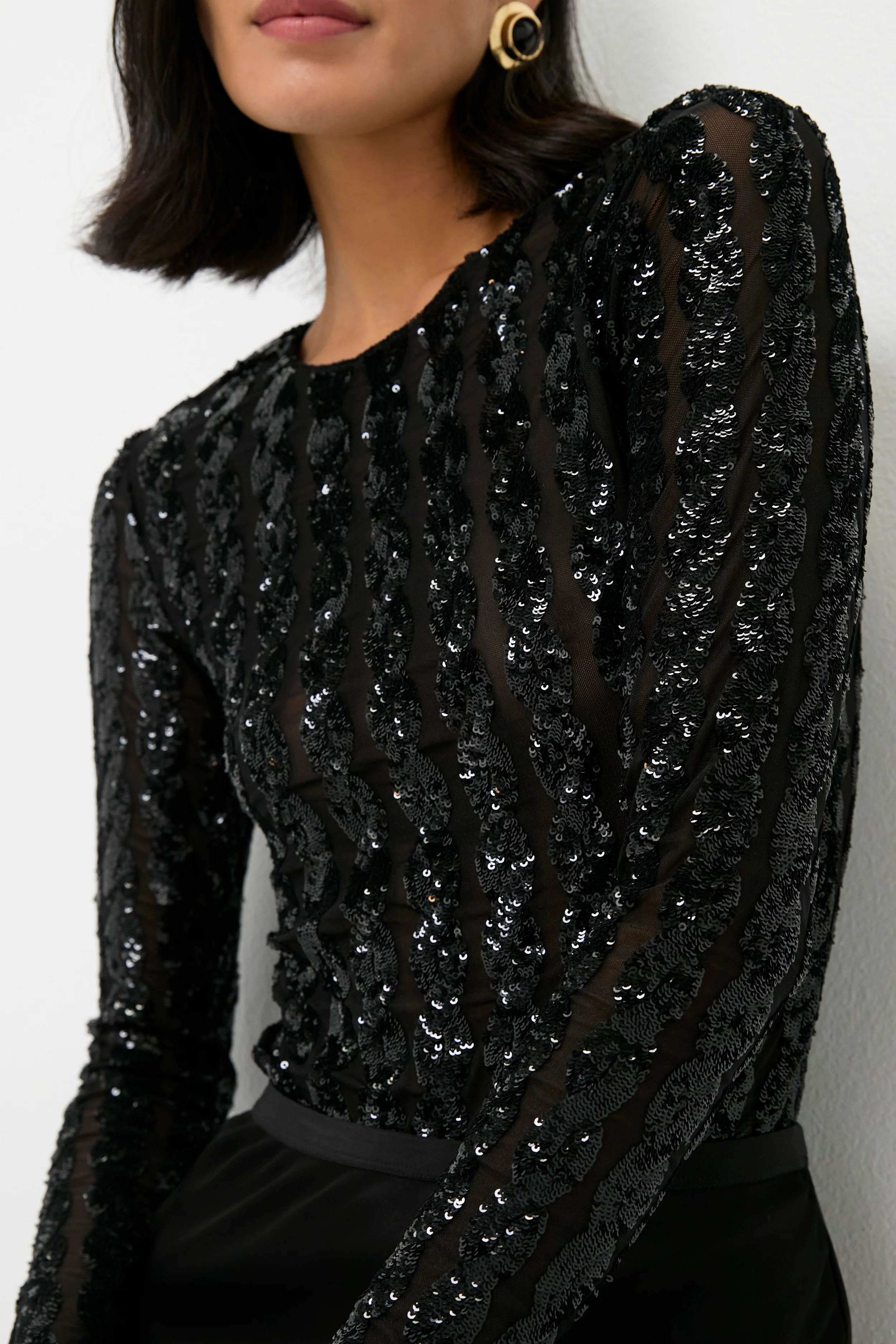 Polo Black Sequin Cable Knit Bodysuit - Image 5