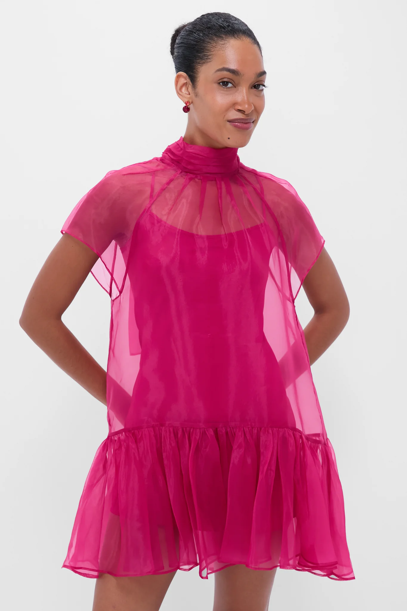 Pomegranate Beaux Tiered Mini Dress