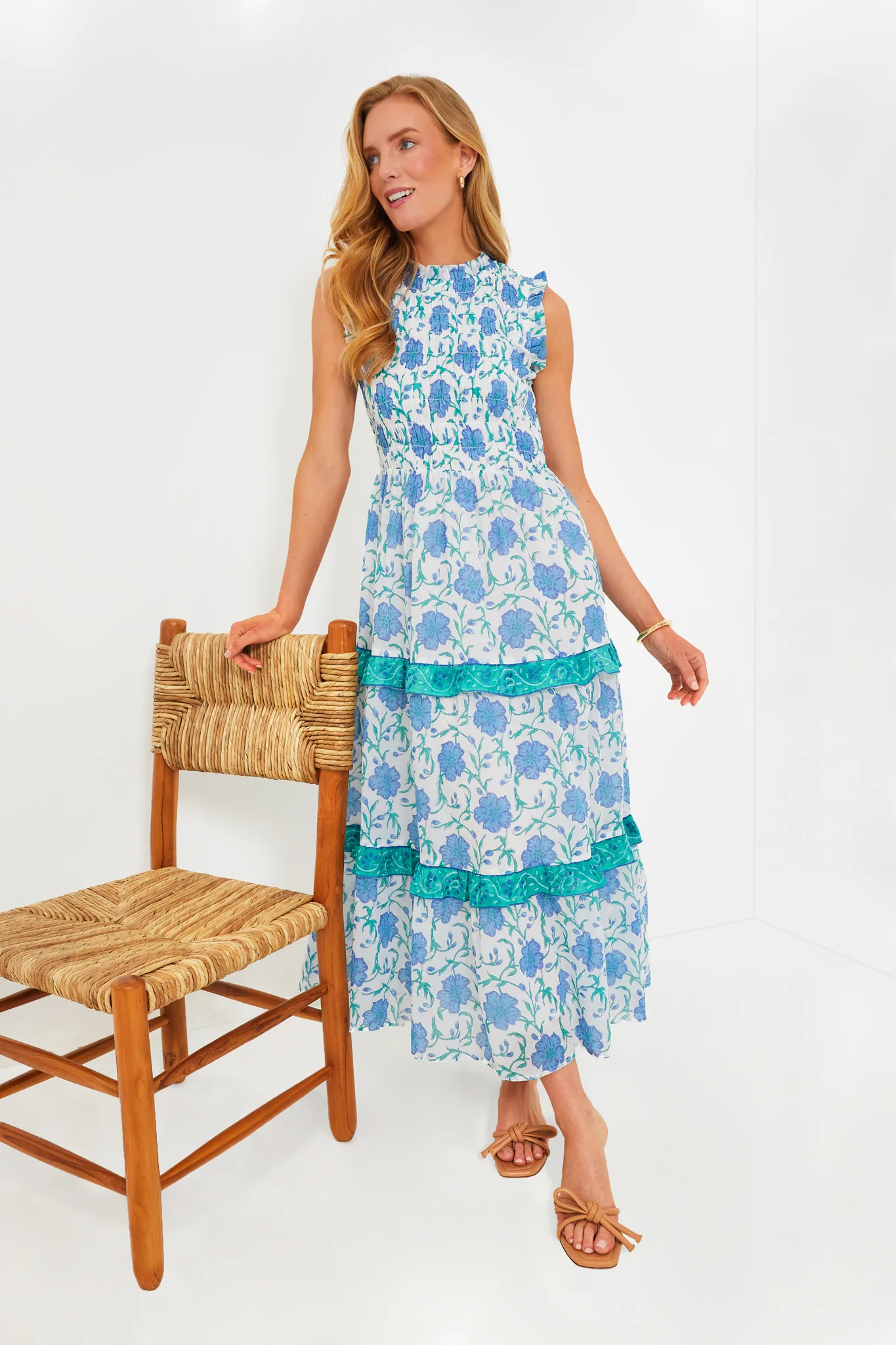 Poppy Blue Sleeveless Smocked Maxi - Image 2