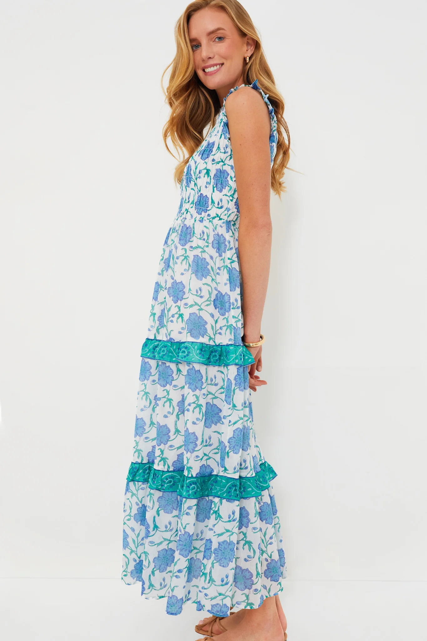 Poppy Blue Sleeveless Smocked Maxi - Image 3