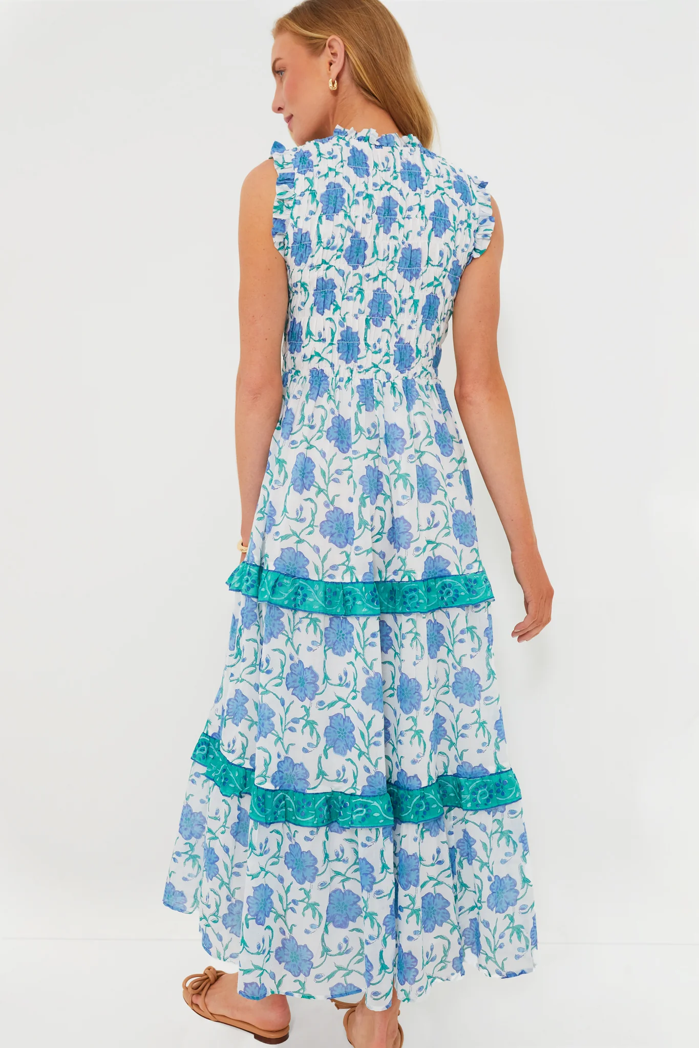 Poppy Blue Sleeveless Smocked Maxi - Image 4