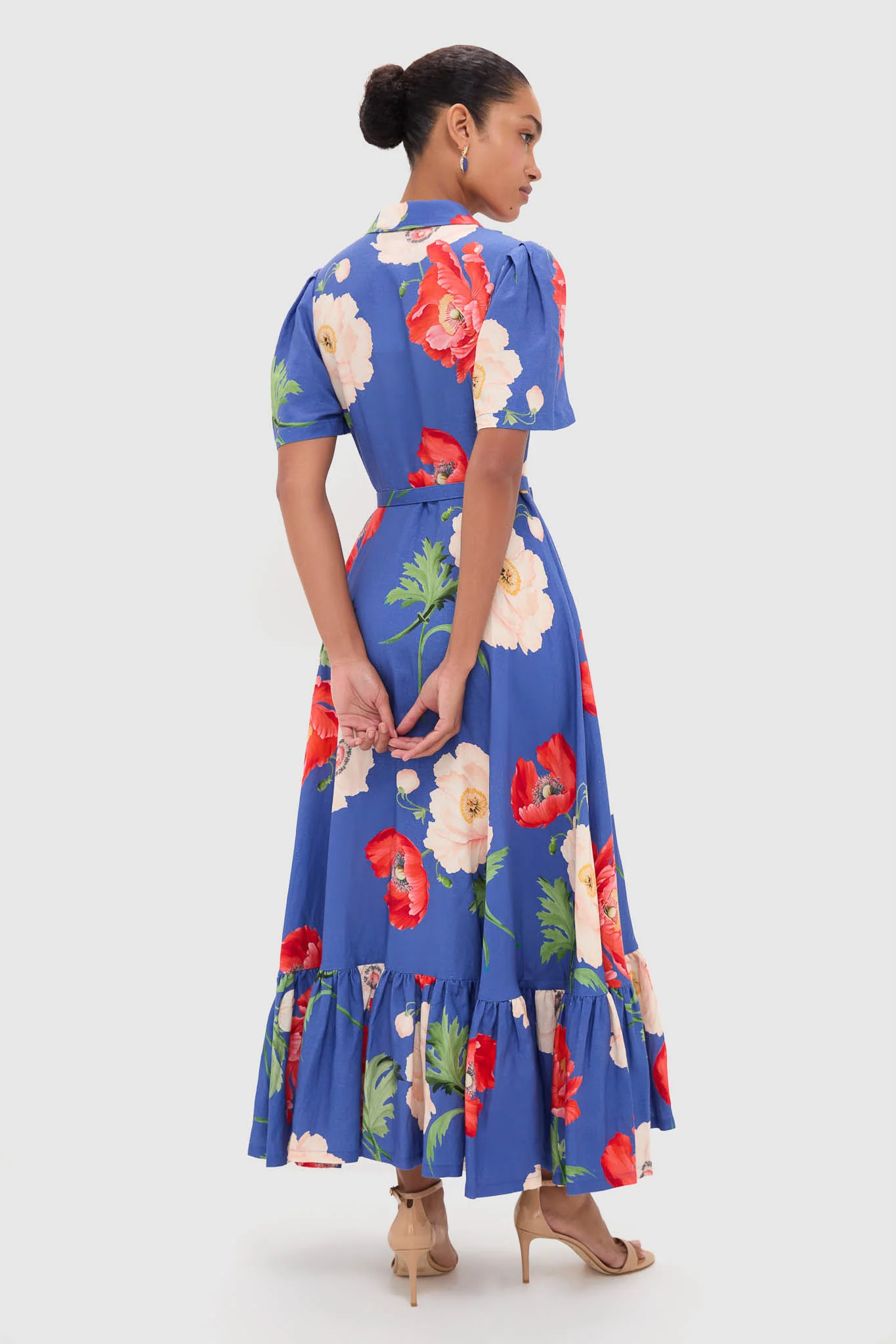 Poppy Print Becca Short Sleeve Midi Dress - Image 4