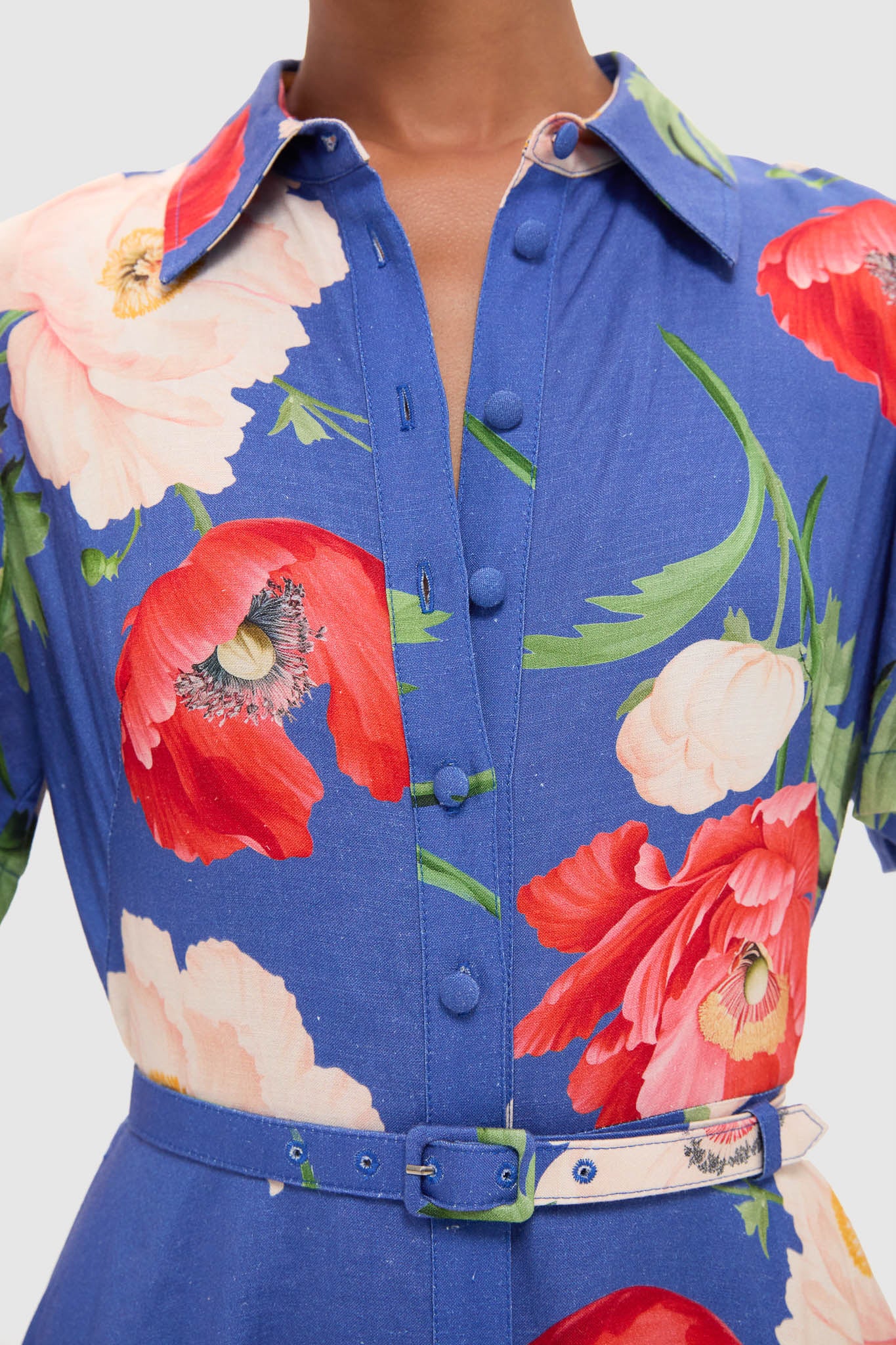 Poppy Print Becca Short Sleeve Midi Dress - Image 5