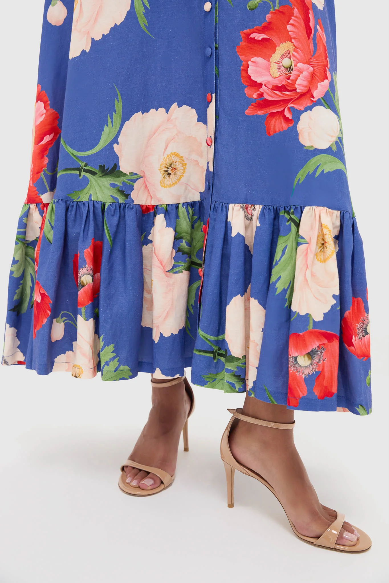 Poppy Print Becca Short Sleeve Midi Dress - Image 6
