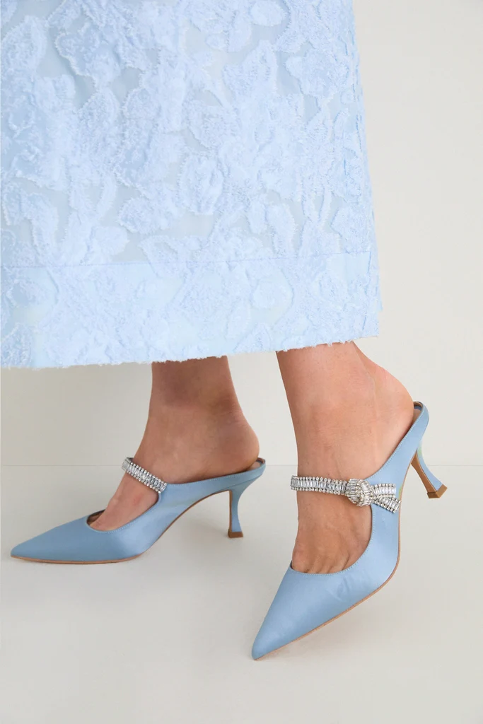 Powder Blue Satin Mae Heels - Image 3