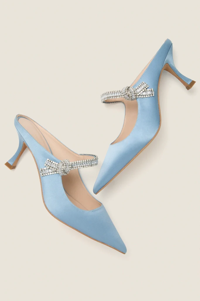 Powder Blue Satin Mae Heels - Image 6