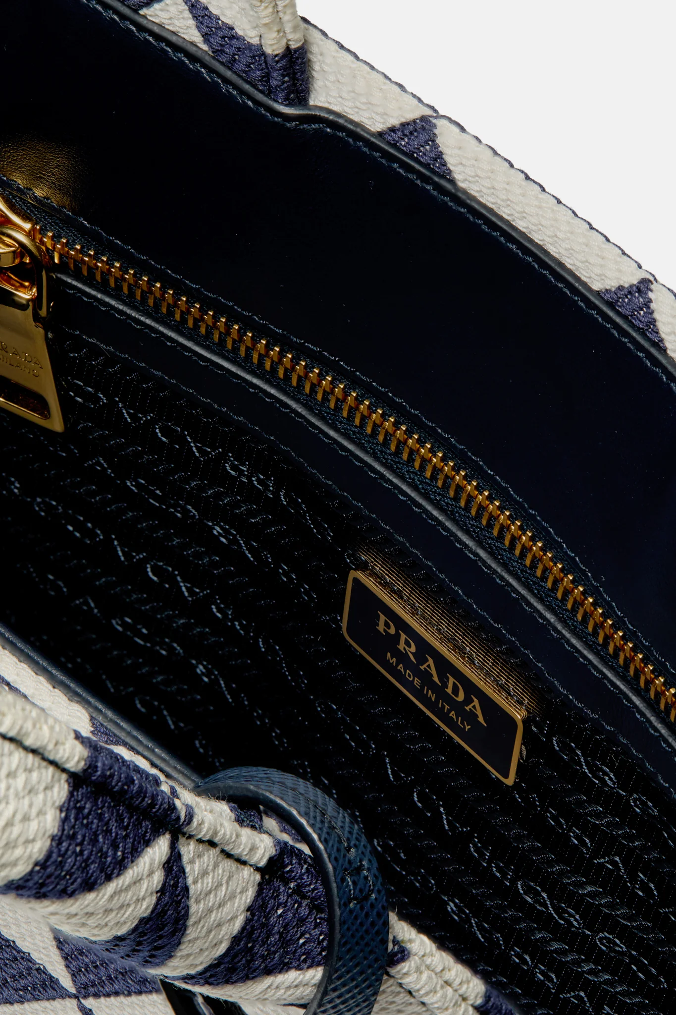 PRADA Navy White Strike Canvas Tote - Image 5