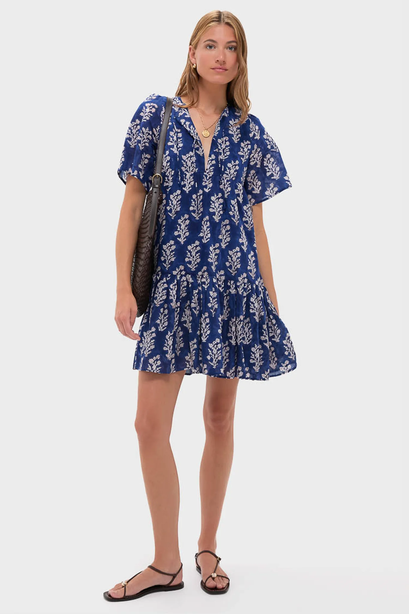 Pressed Flowers Blue Organic Isla Dress - Image 2