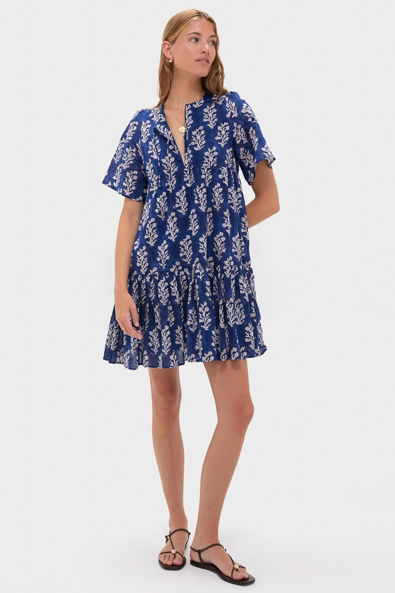 Pressed Flowers Blue Organic Isla Dress - Image 6