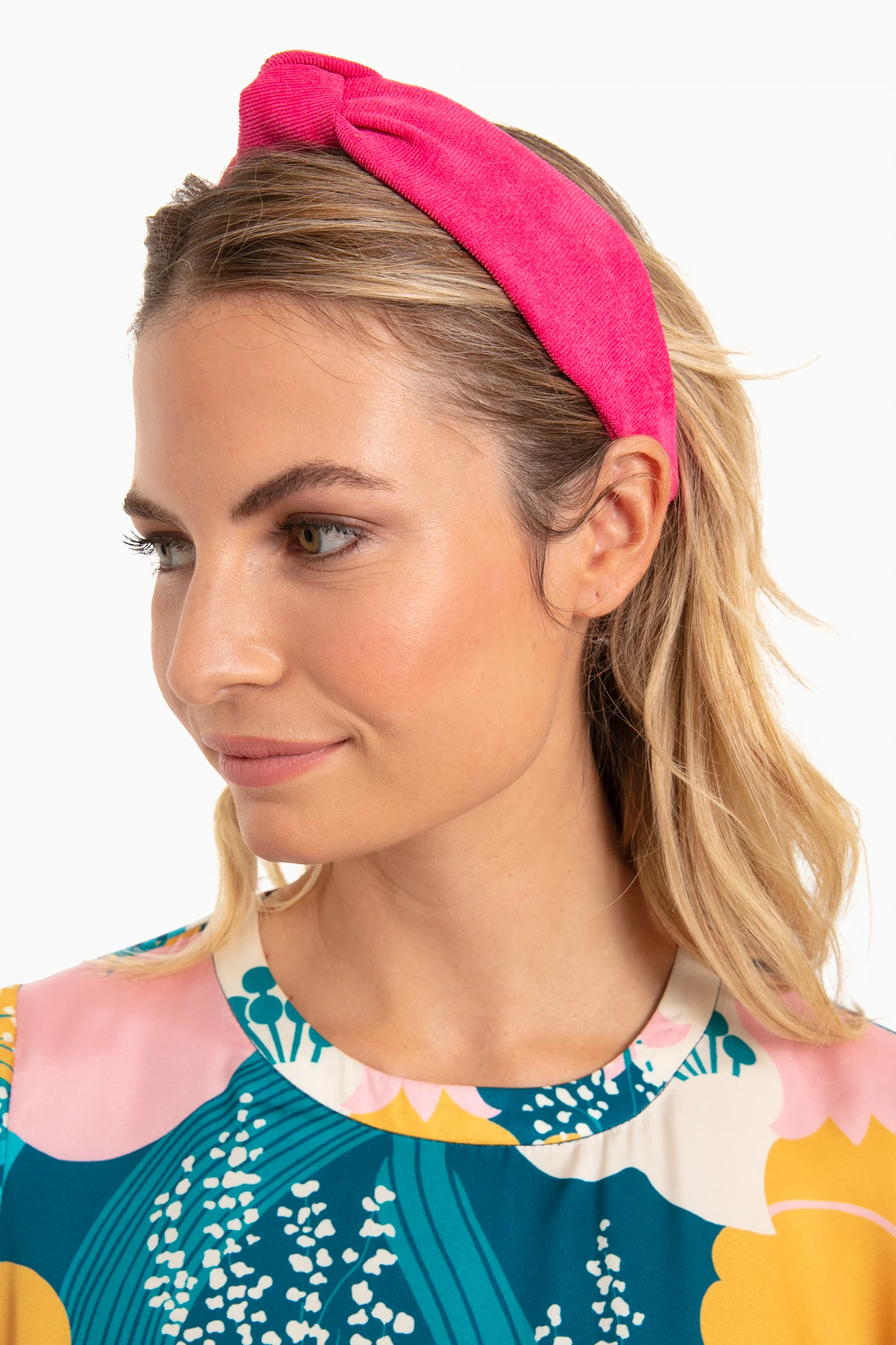 Princess Pink Ribbed Cotton Knotted Headband - Image 2