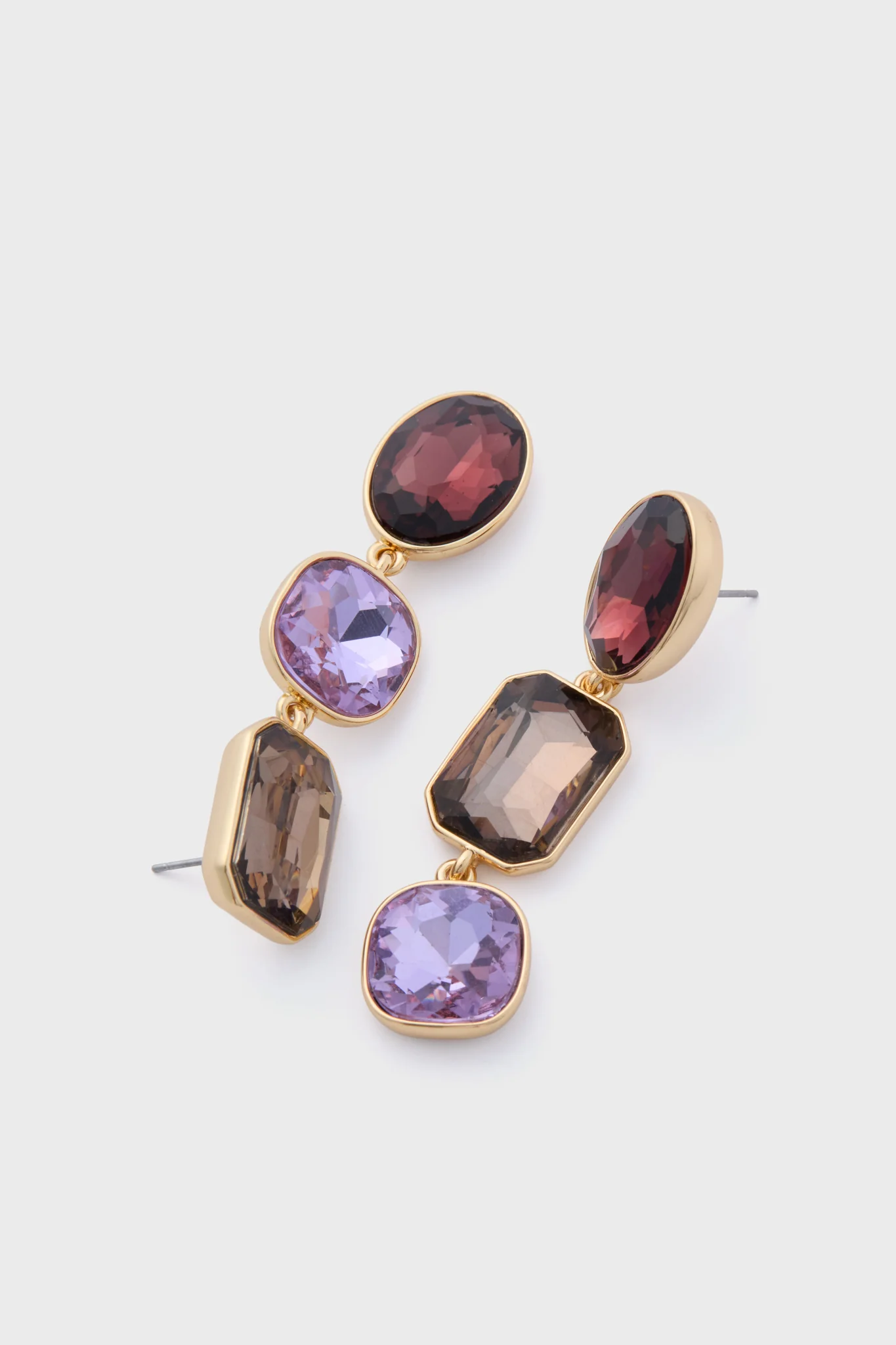Purple Multi Greenwich Triple Drop Earrings - Image 2
