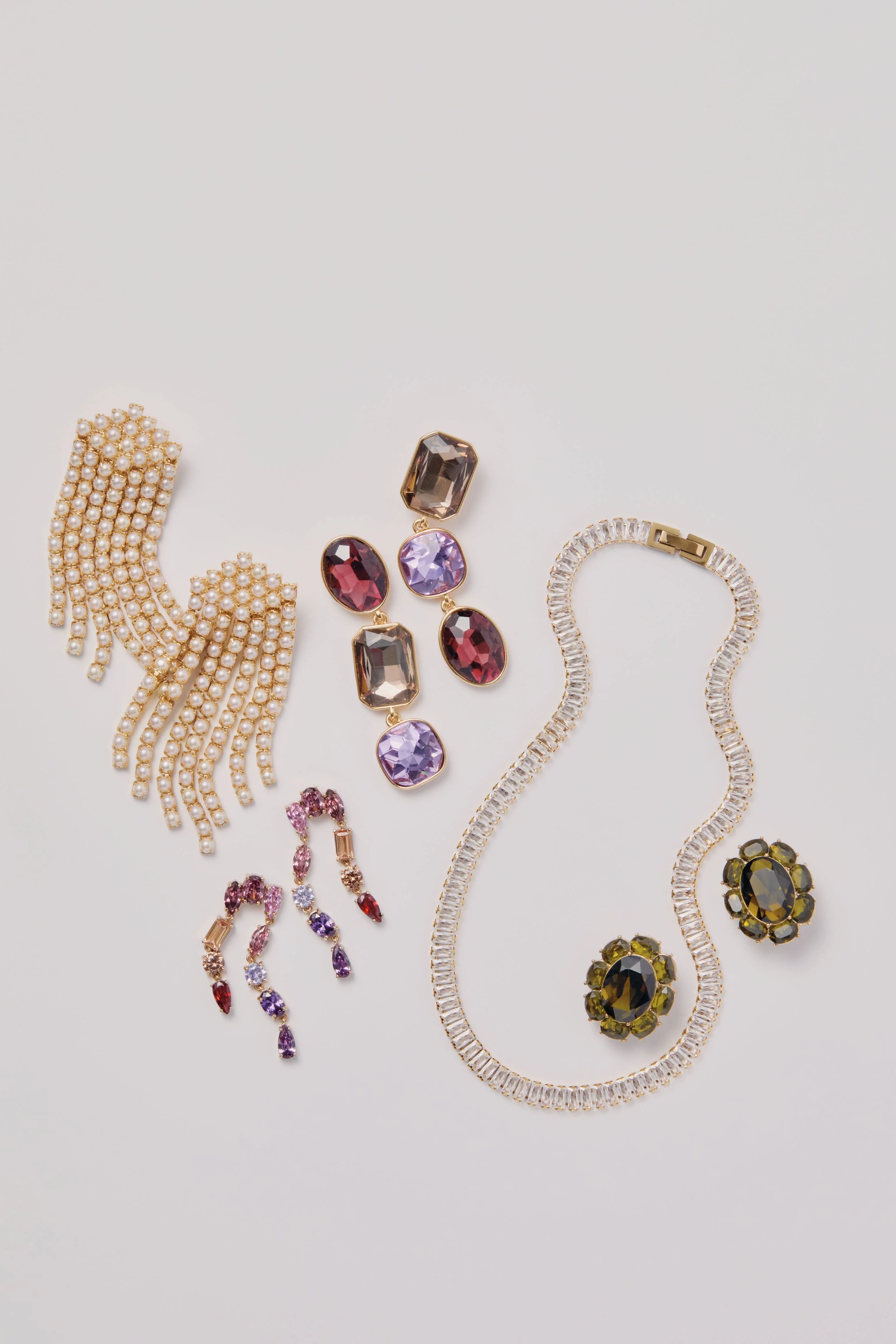 Purple Multi Greenwich Triple Drop Earrings - Image 4