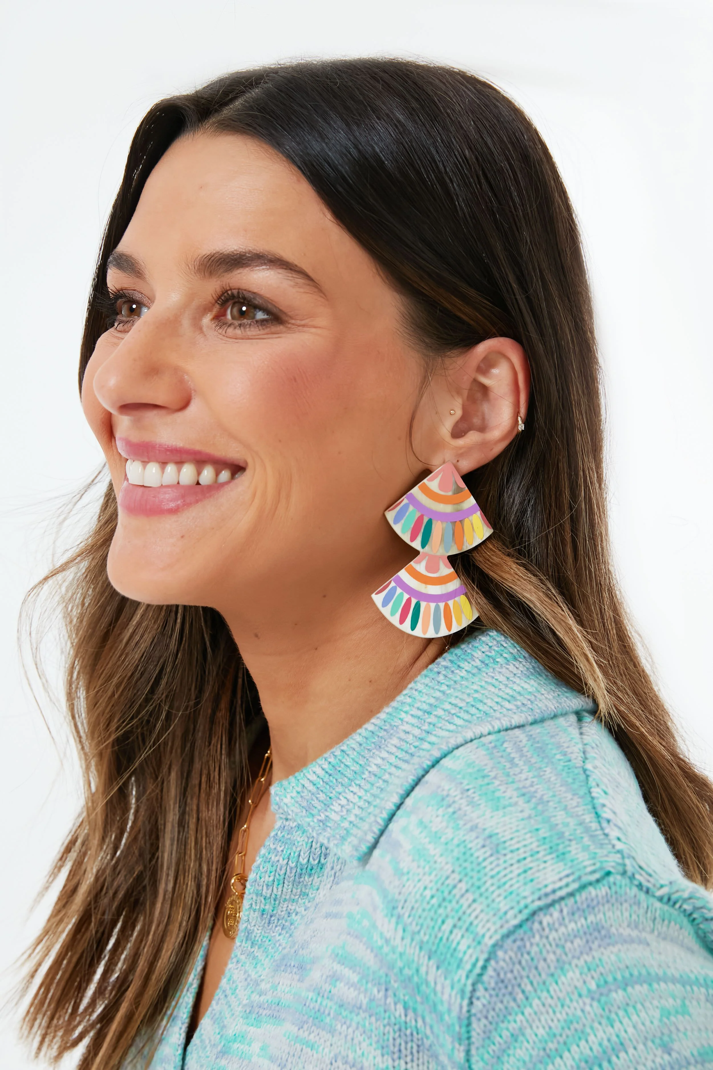 Rainbow Double Tile Earrings - Image 2