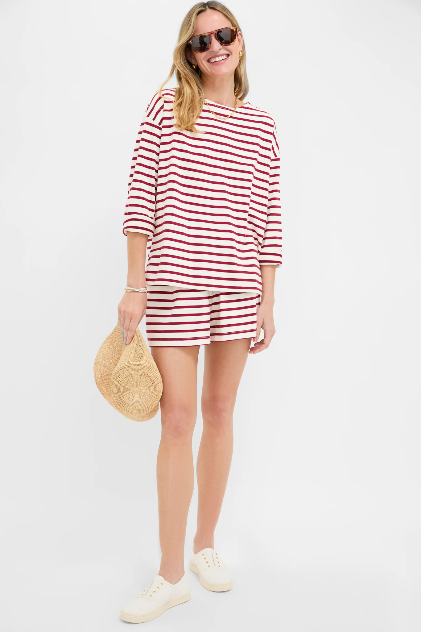Red and Ivory Stripe Knit Odie Tee - Image 2