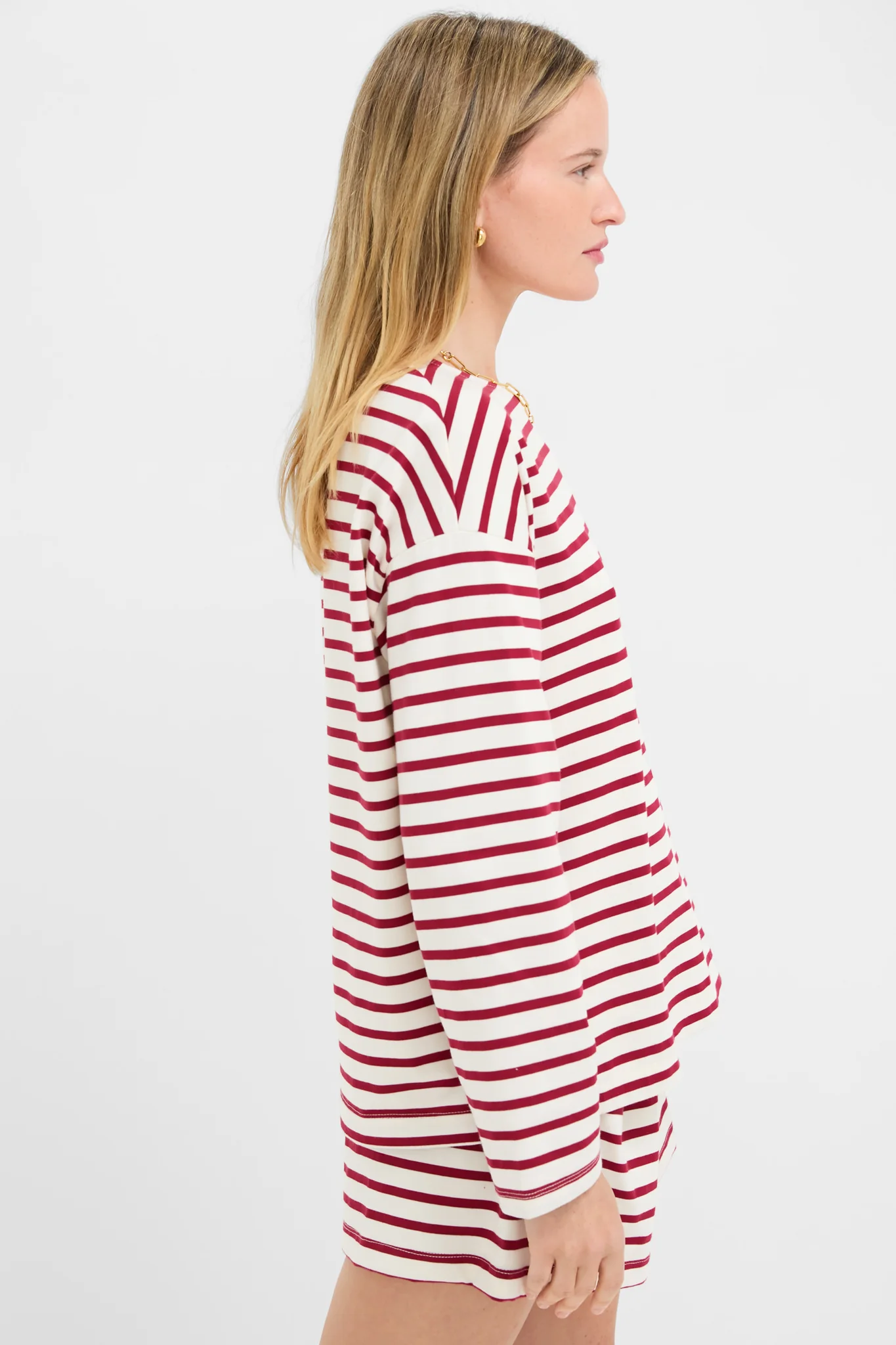 Red and Ivory Stripe Knit Odie Tee - Image 3