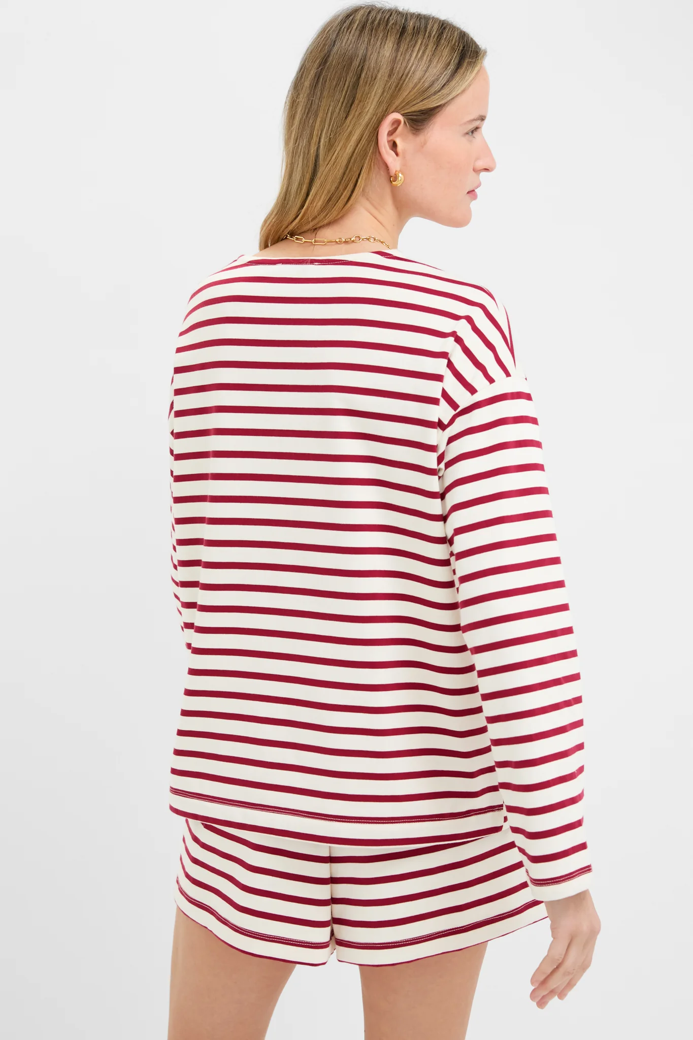 Red and Ivory Stripe Knit Odie Tee - Image 4