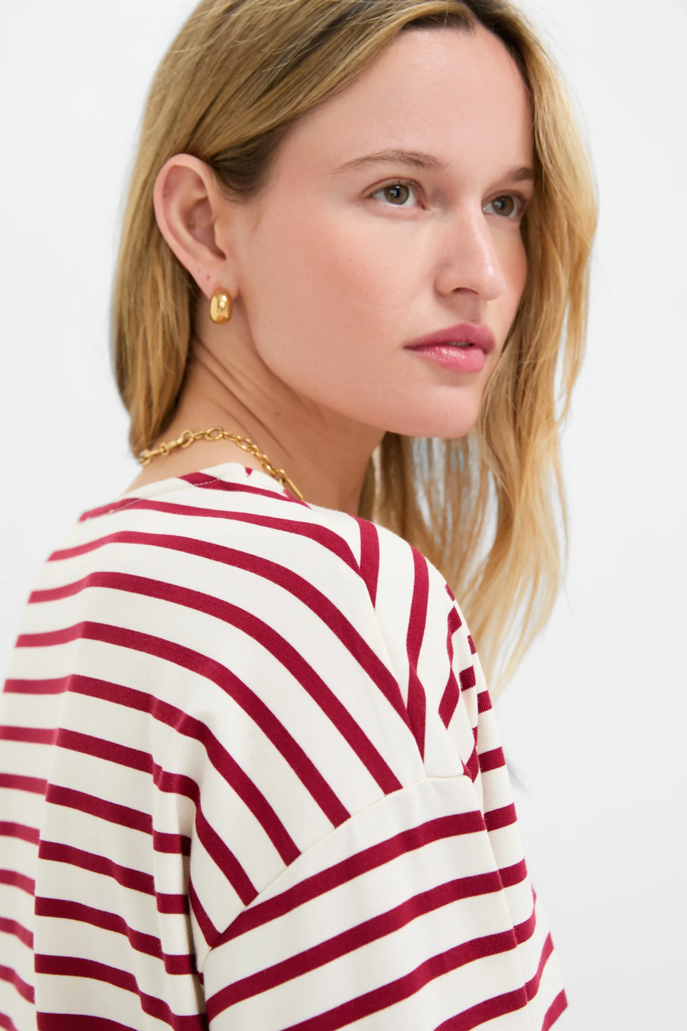 Red and Ivory Stripe Knit Odie Tee - Image 5