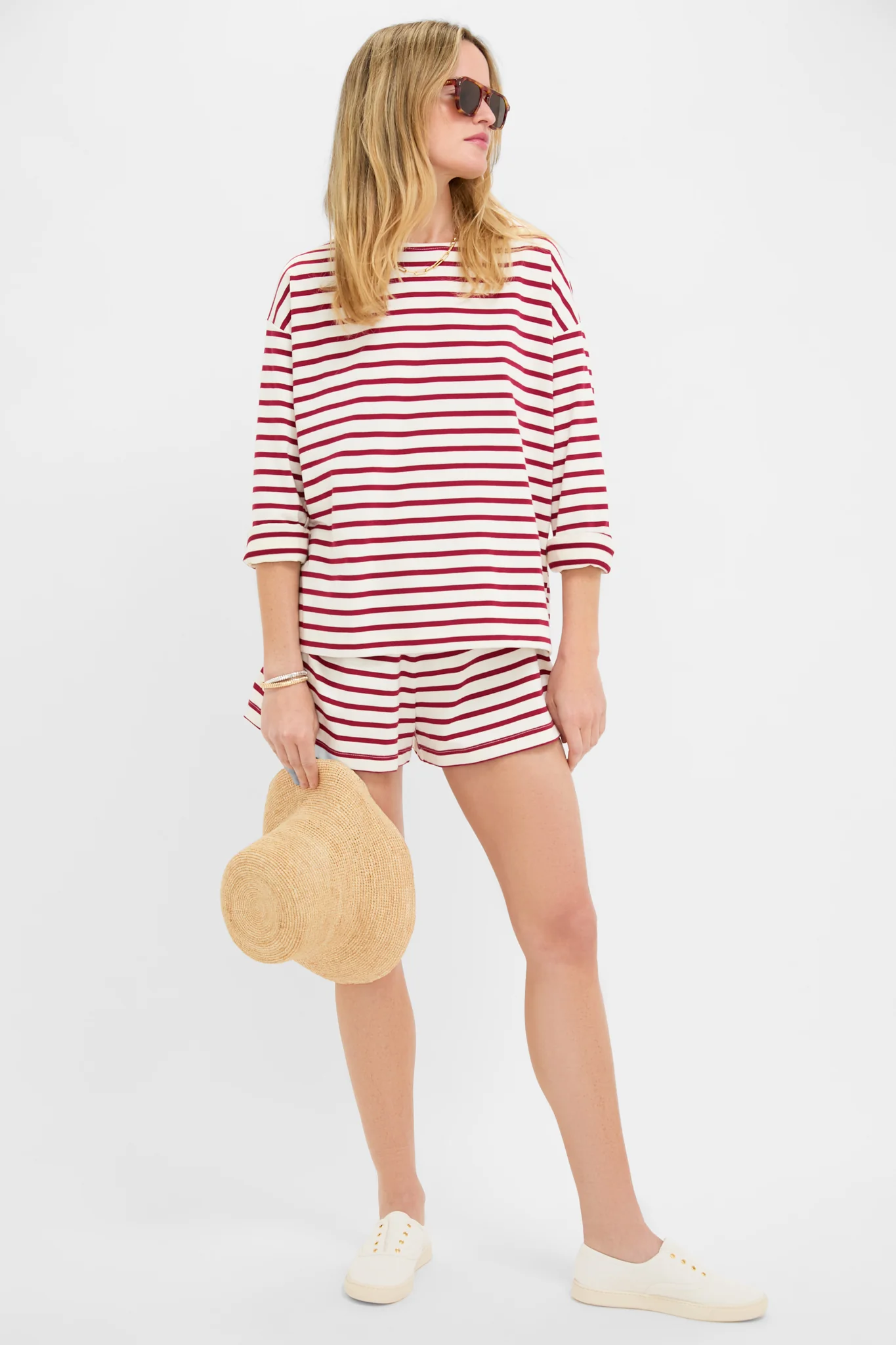 Red and Ivory Stripe Knit Olympia Short - Image 2