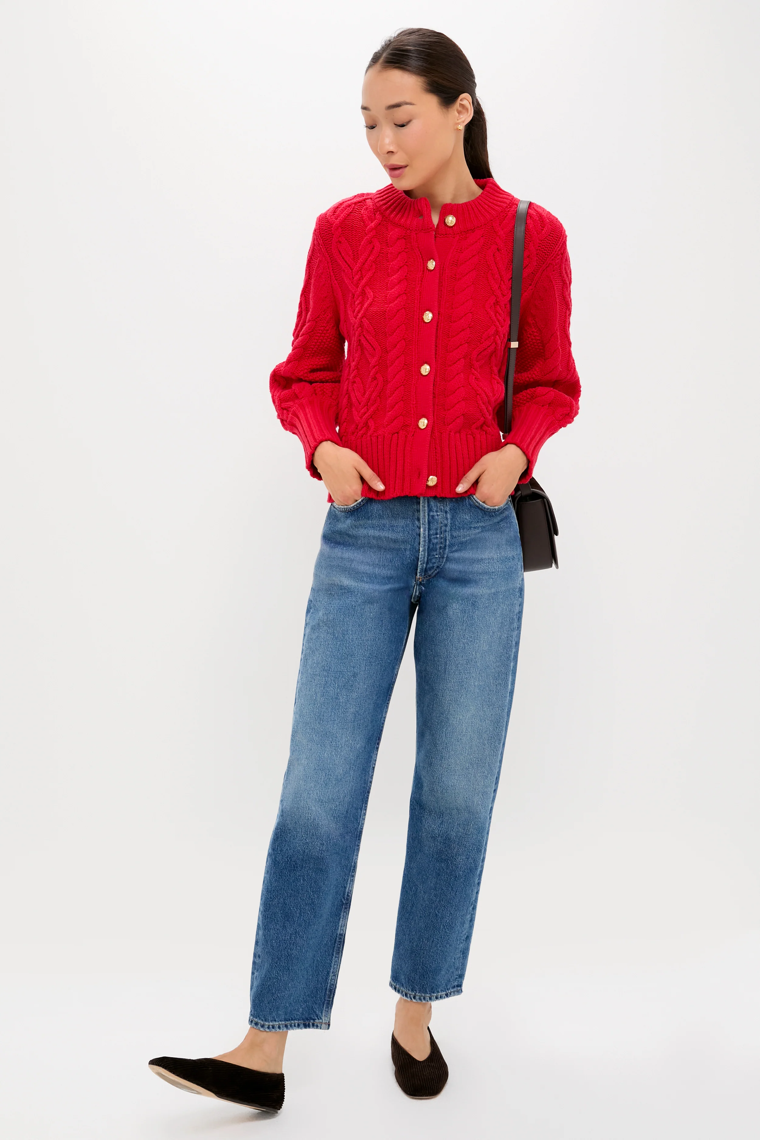 Red Cotton Colette Cardigan - Image 2