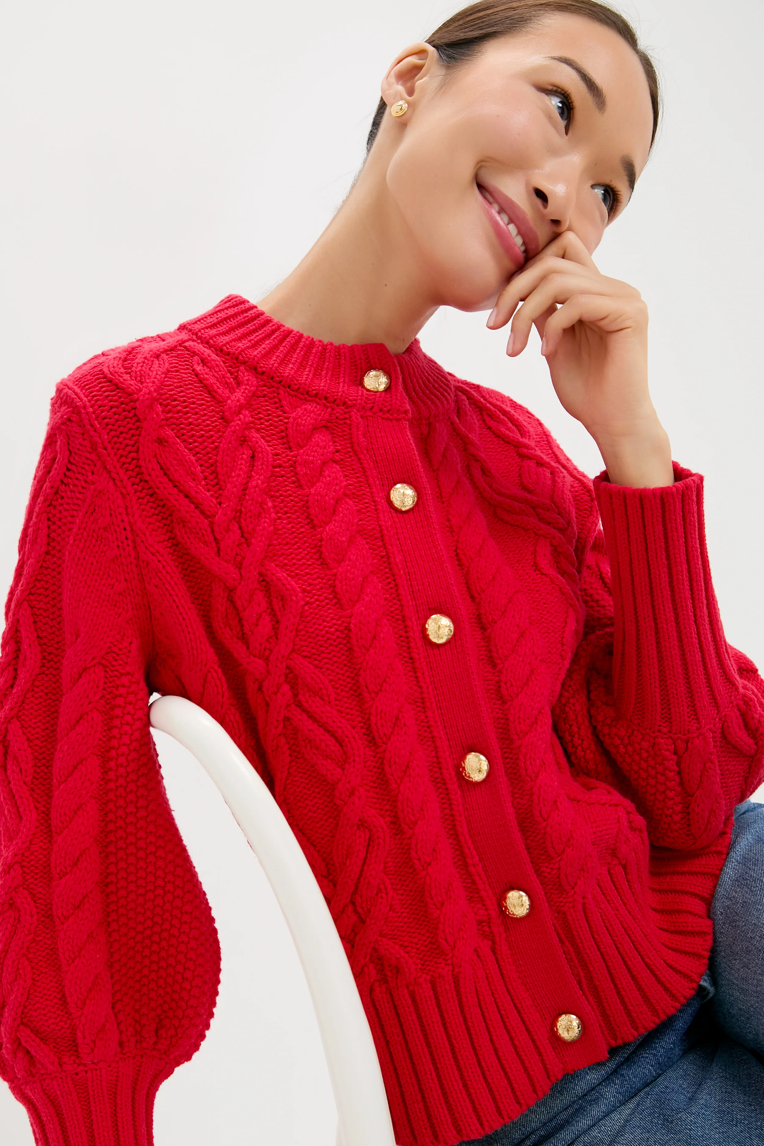 Red Cotton Colette Cardigan - Image 5