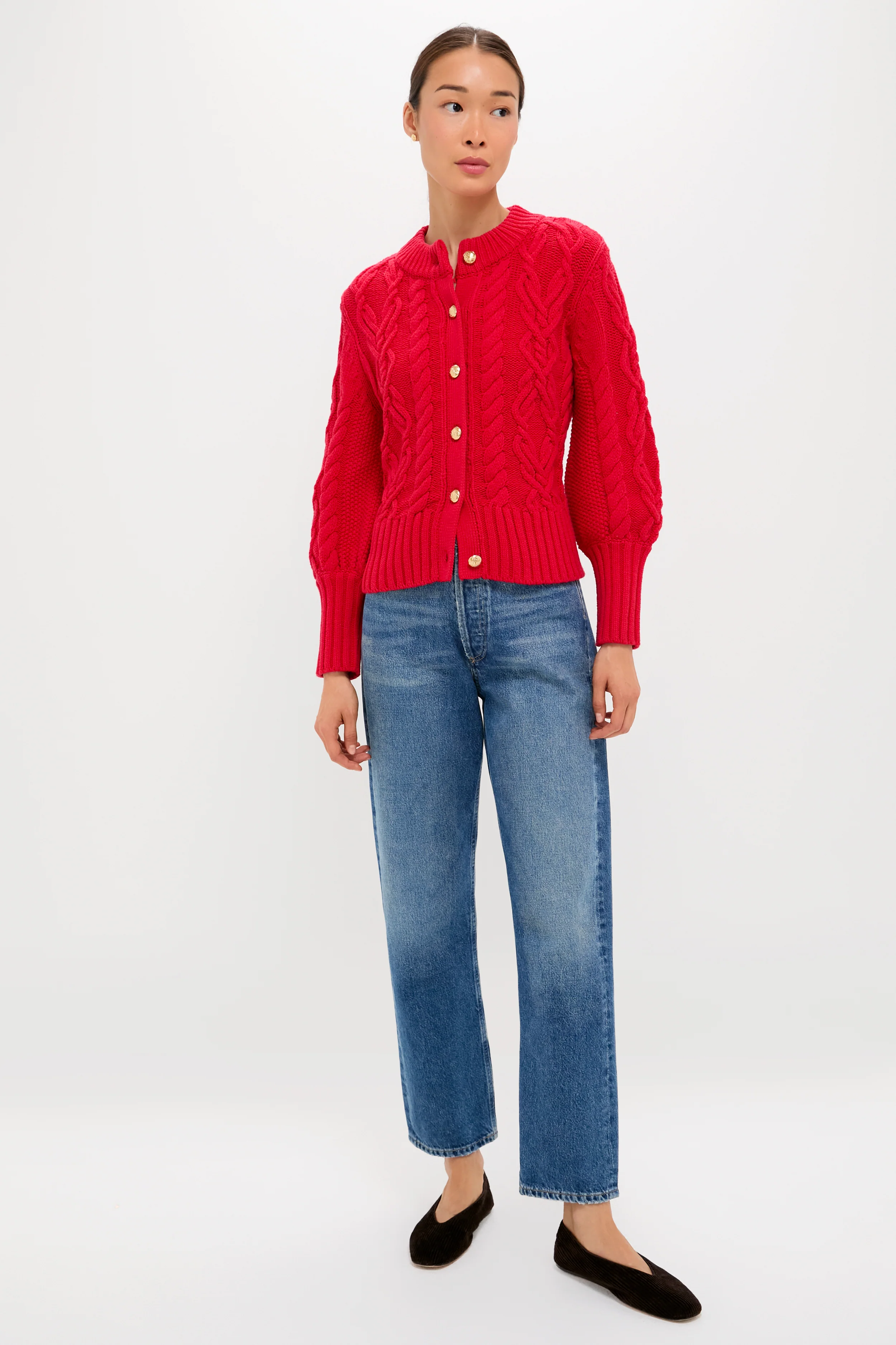 Red Cotton Colette Cardigan - Image 6