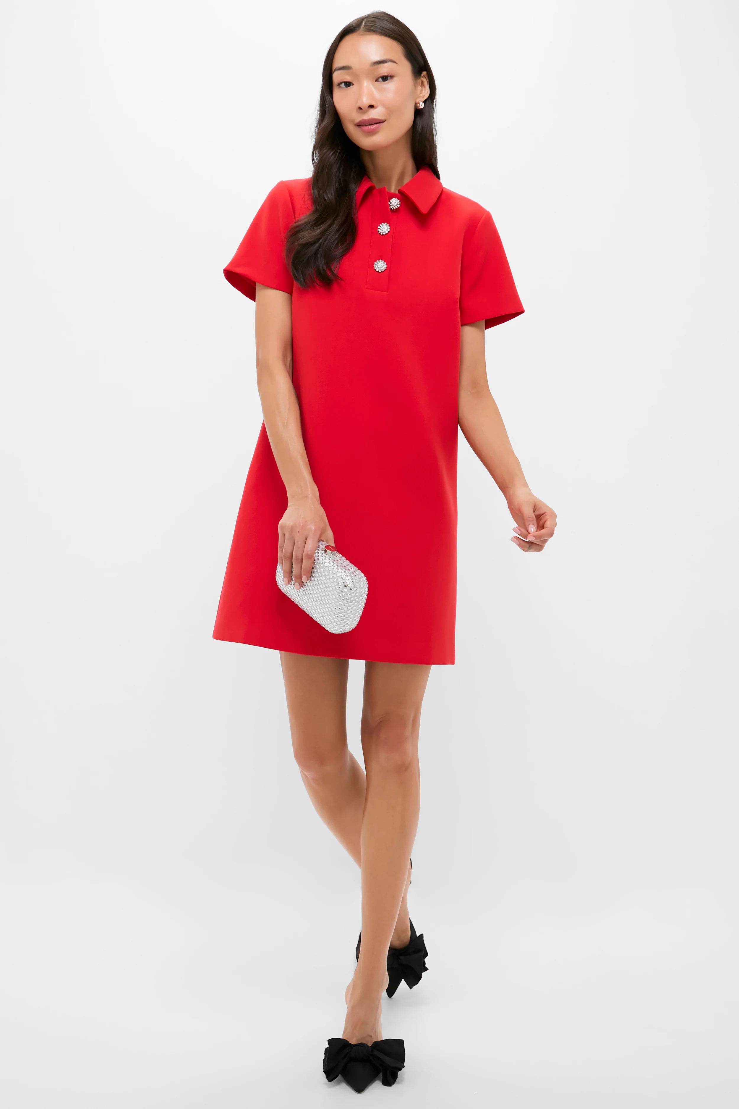 Red Crepe Helen Dress - Image 3