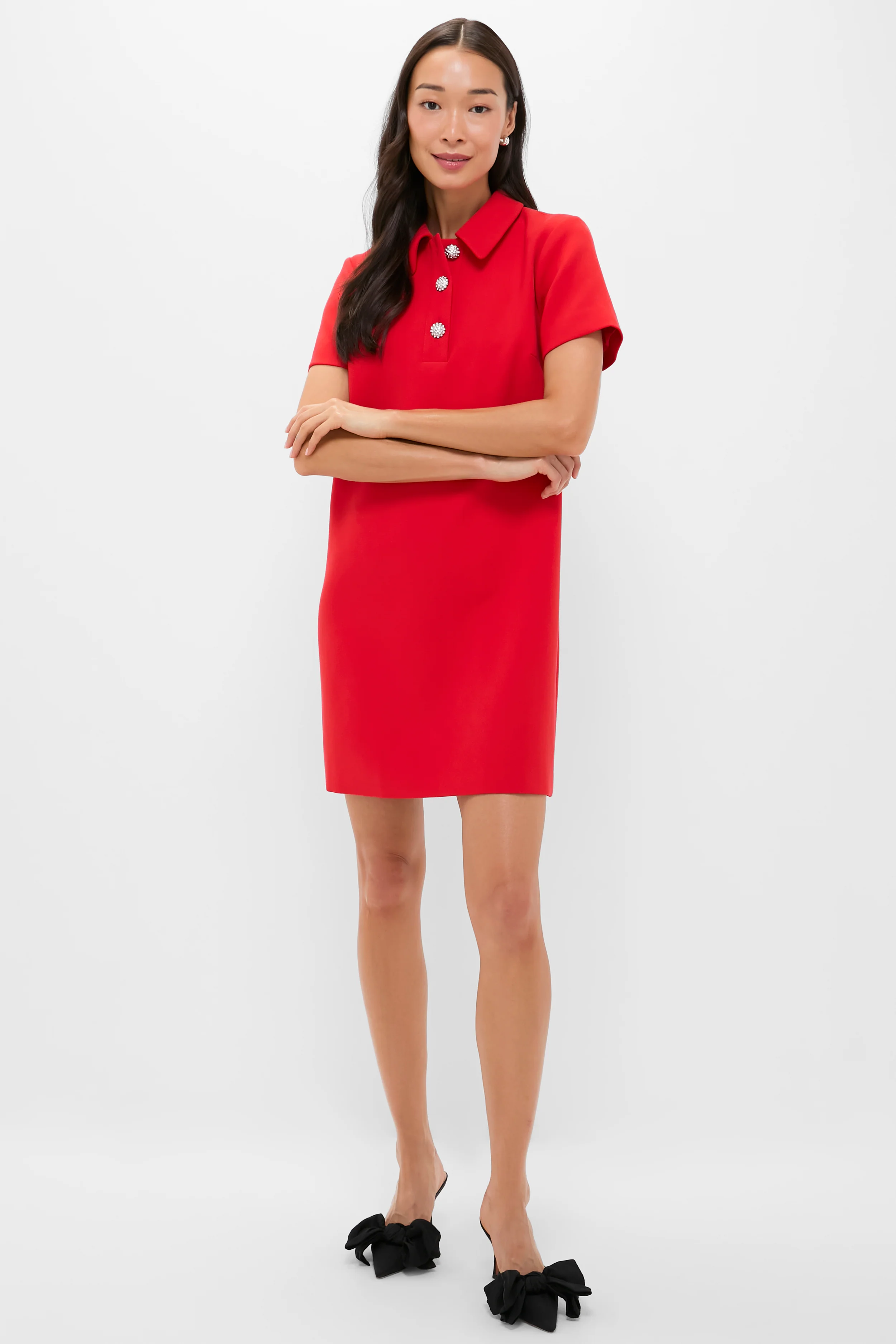Red Crepe Helen Dress - Image 6
