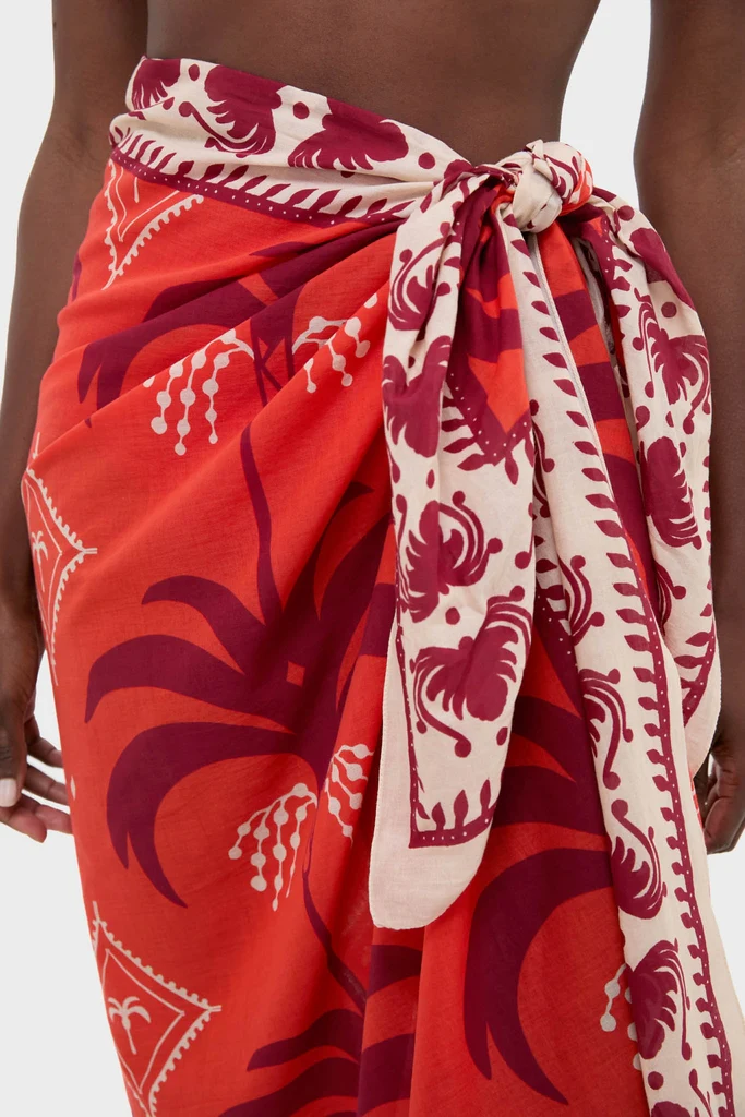 Red, Ecru, and Dark Cherry Dance of Pareo - Image 5