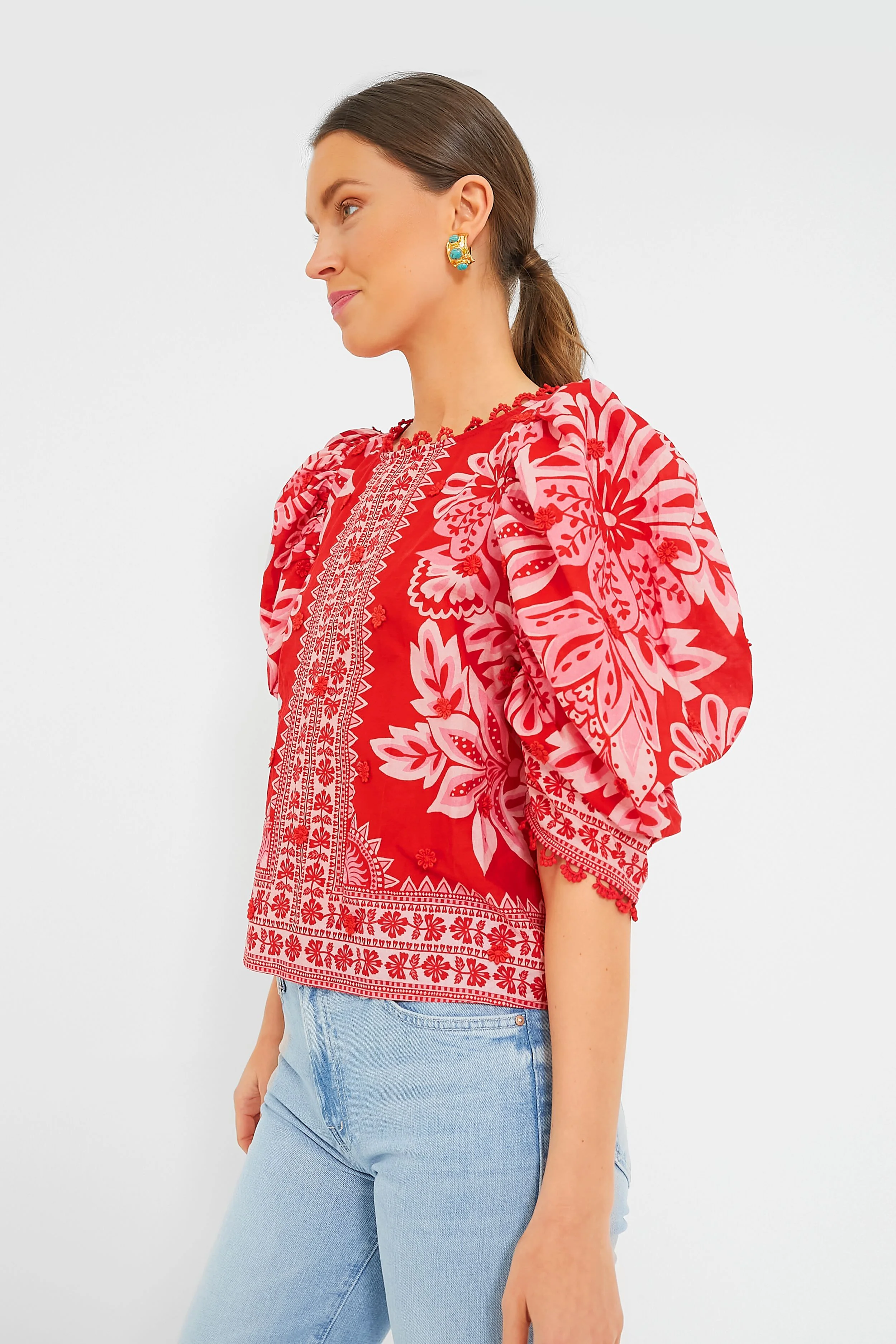 Red Flora Tapestry Blouse - Image 3