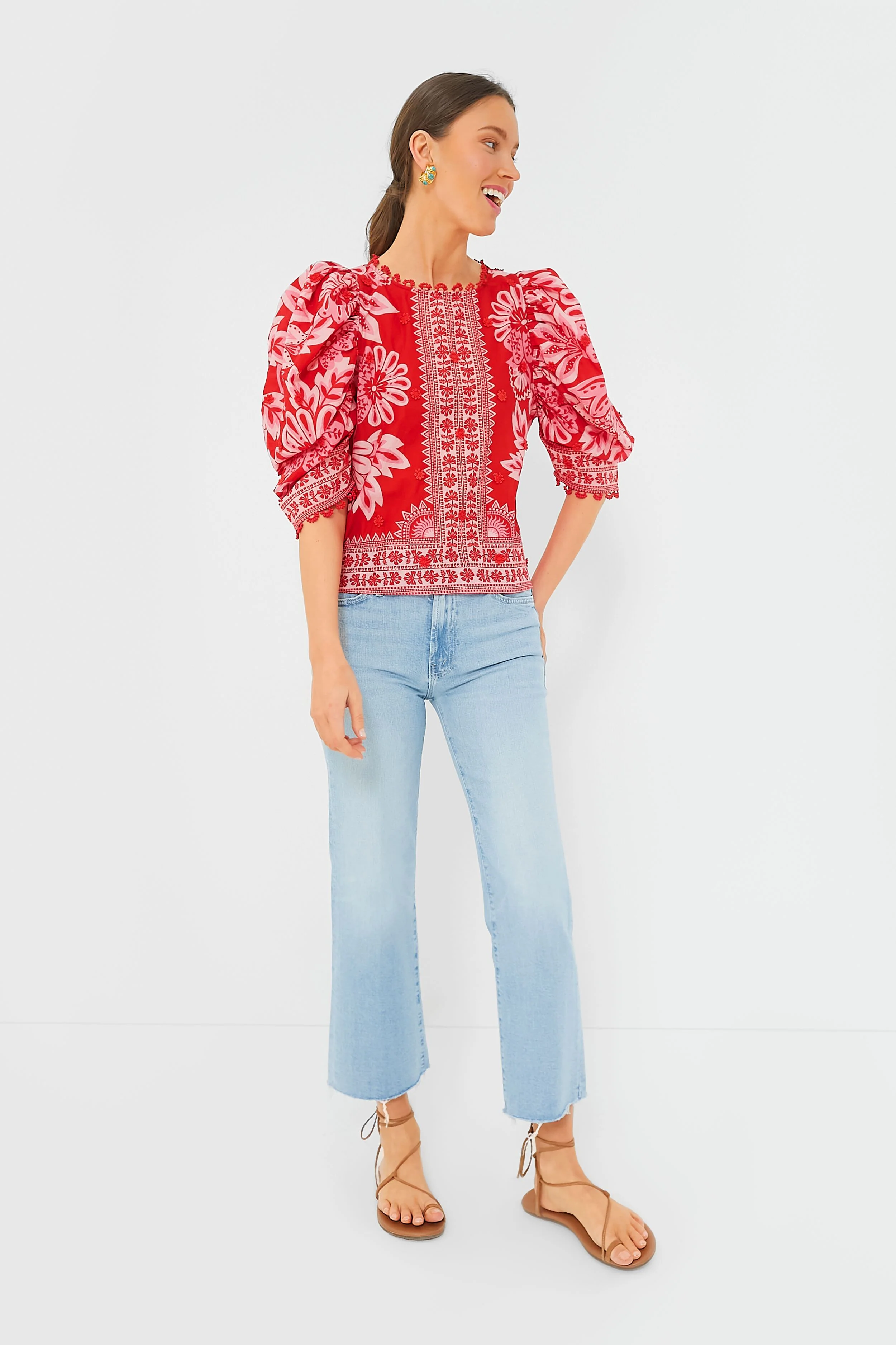 Red Flora Tapestry Blouse - Image 4