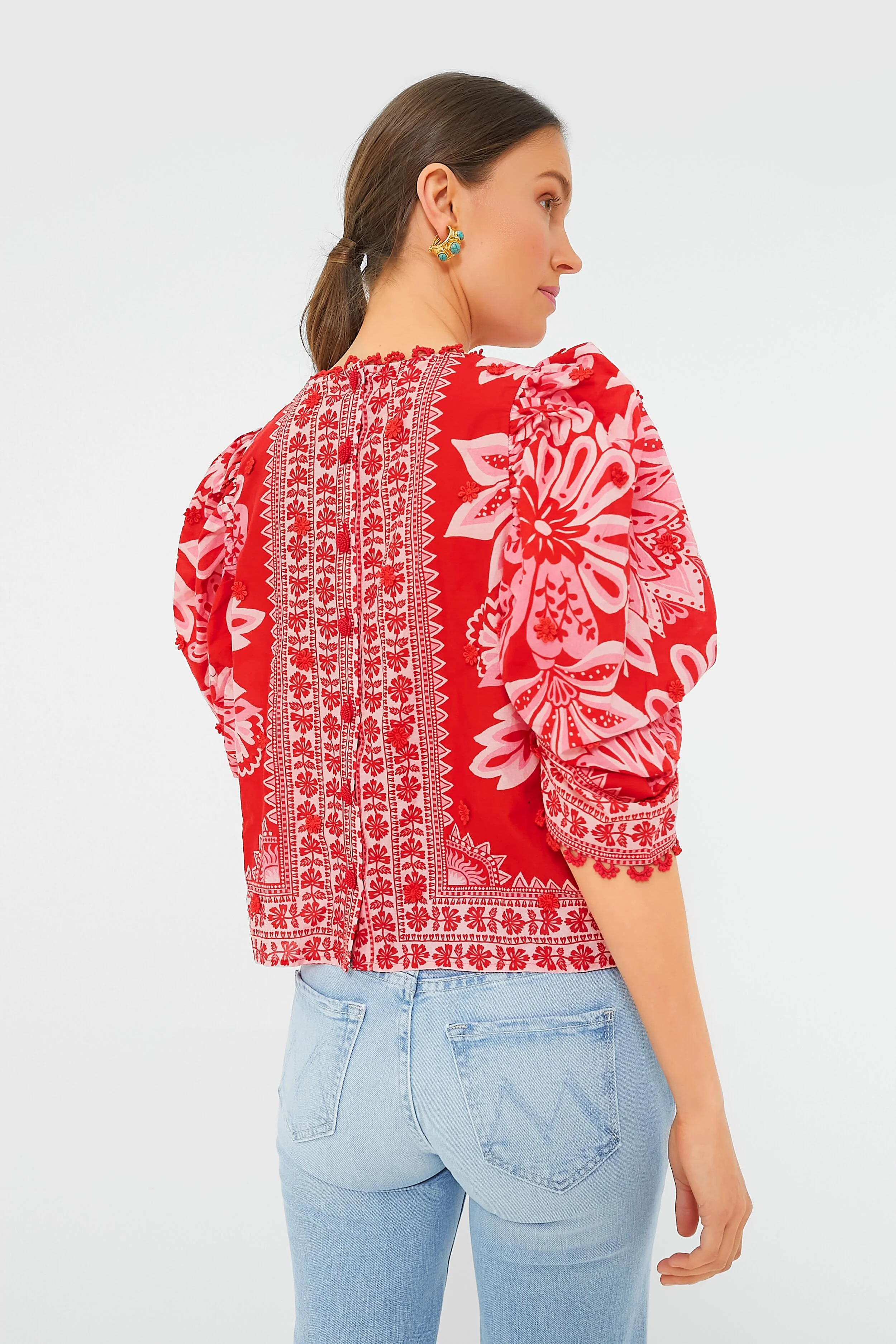 Red Flora Tapestry Blouse - Image 5