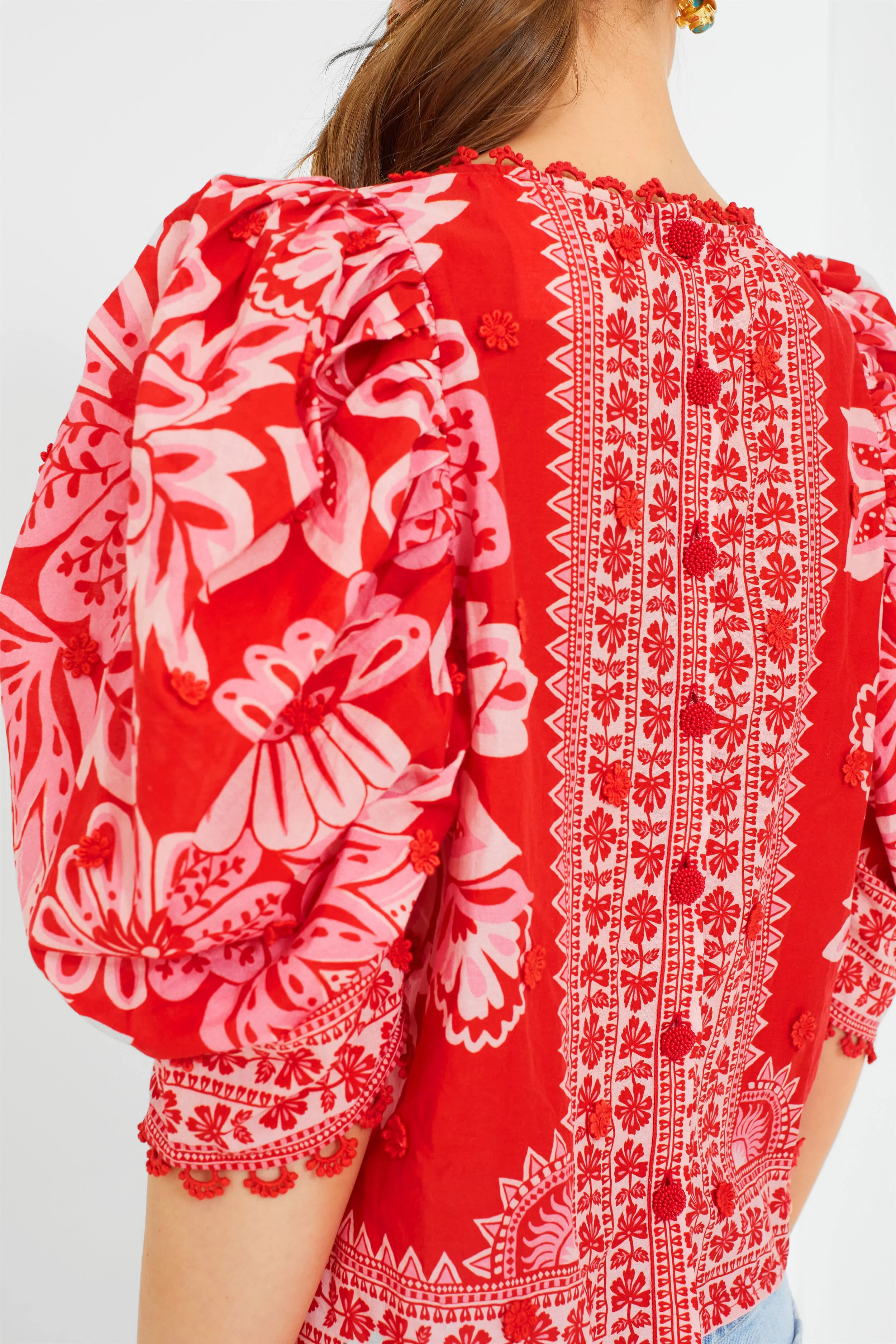 Red Flora Tapestry Blouse - Image 6