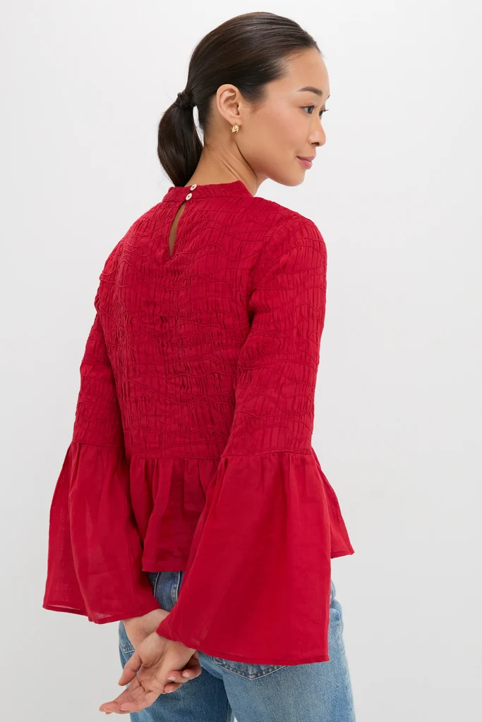 Red Imogen Solid Long Sleeve Top - Image 4